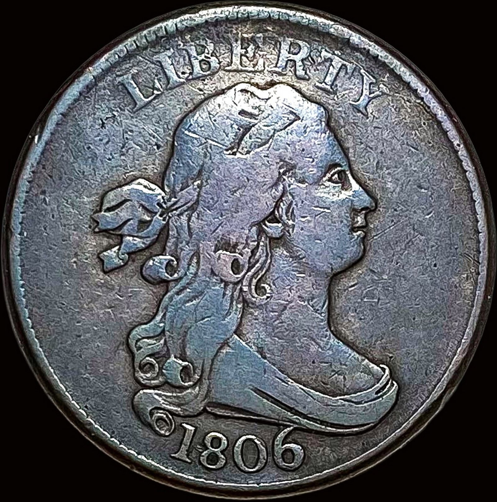 1806 Drapped Bust Half Cent ABOUT UNCIRCULATED: 1806 Drapped Bust Half Cent ABOUT UNCIRCULATED