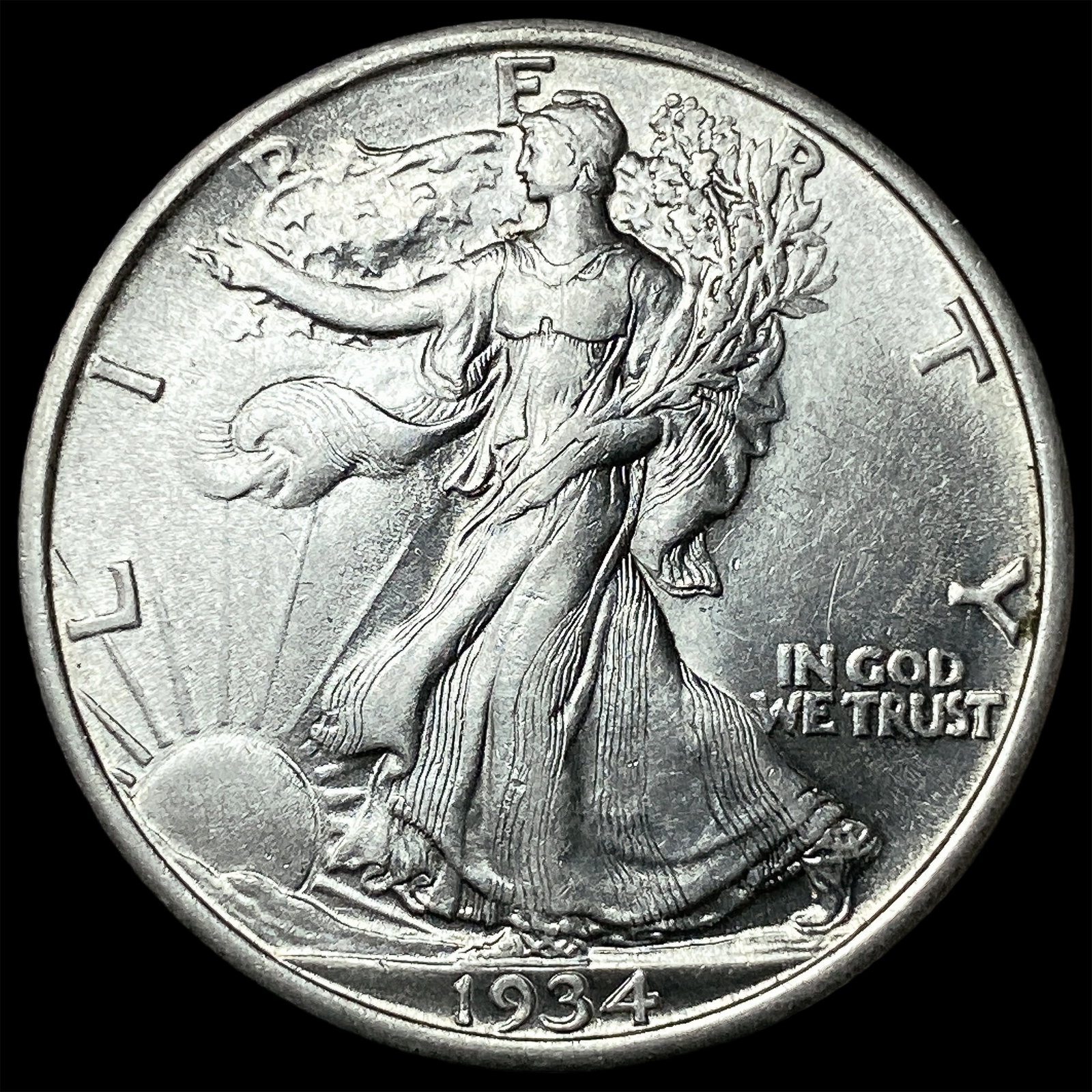 1934-S Walking Liberty Half Dollar NEARLY UNCIRCULATED: 1934-S Walking Liberty Half Dollar NEARLY UNCIRCULATED