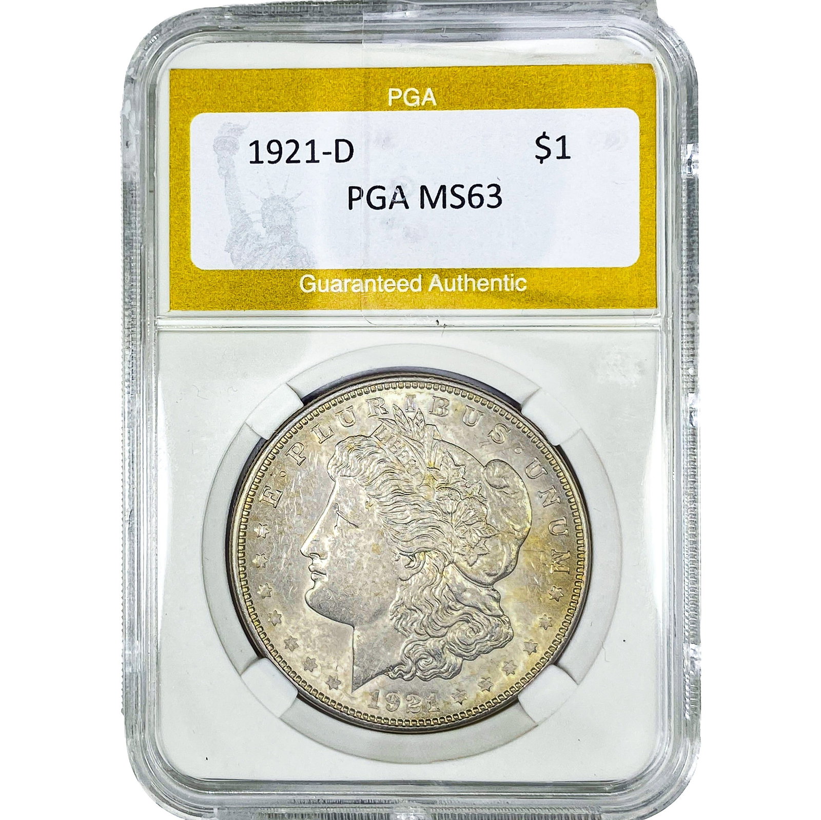 1921-D Morgan Silver Dollar PGA MS63: 1921-D Morgan Silver Dollar PGA MS63