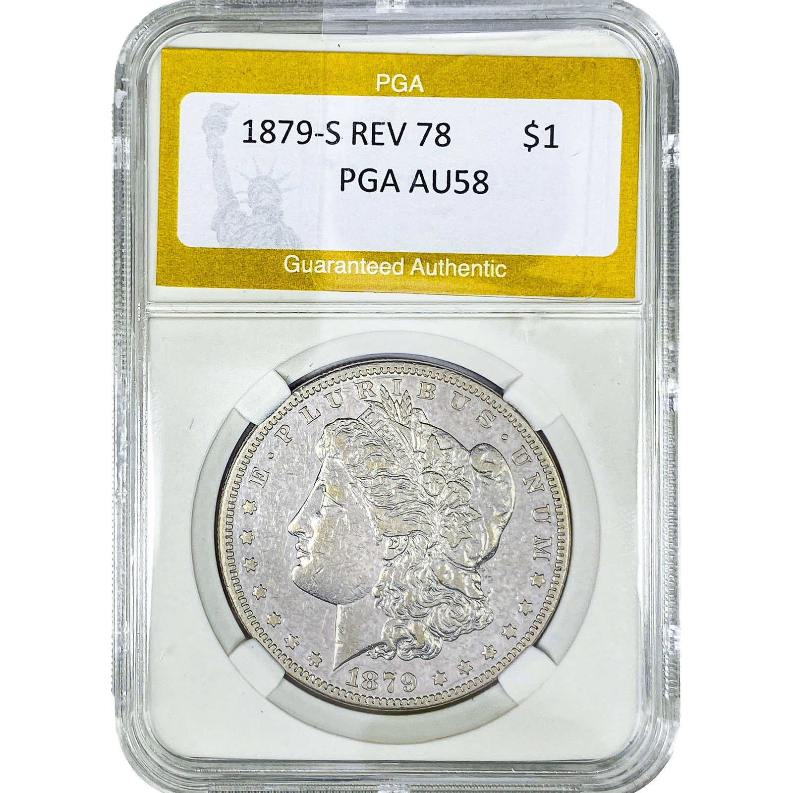1879-S REV 78 Morgan Silver Dollar PGA AU58 (1 of 2)