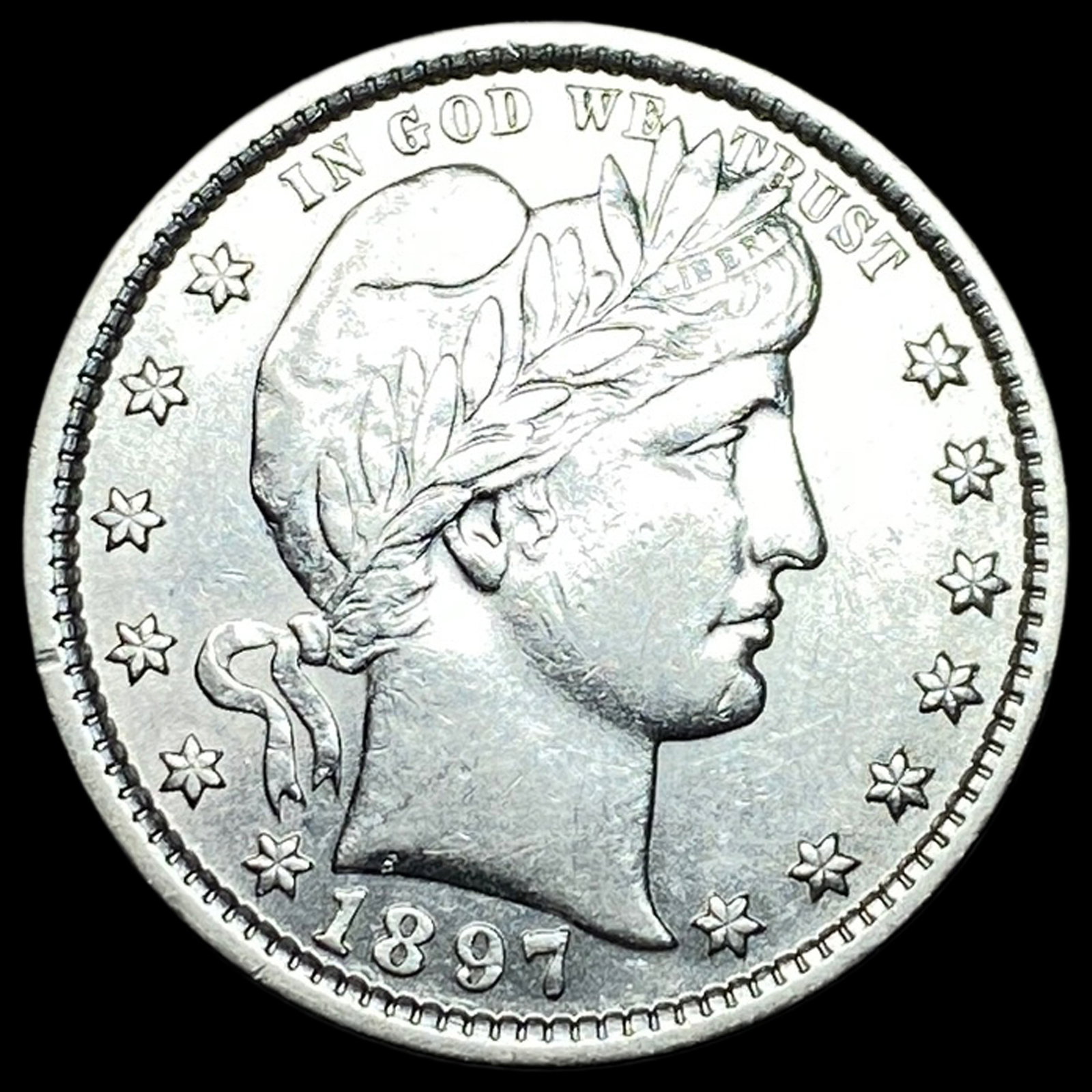 1897 Barber Silver Quarter GEM BU: 1897 Barber Silver Quarter GEM BU