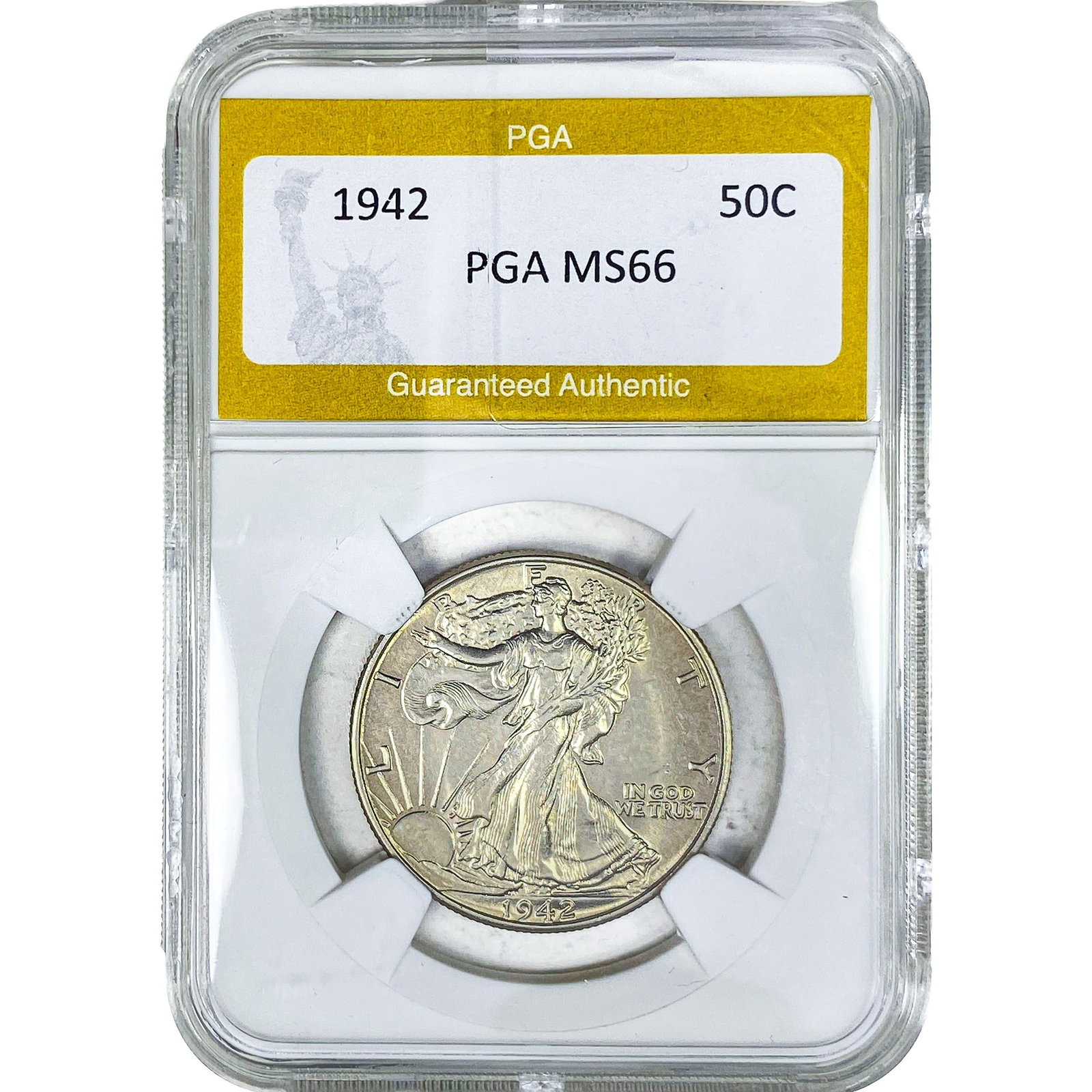 1942 Walking Liberty Half Dollar PGA MS66: 1942 Walking Liberty Half Dollar PGA MS66