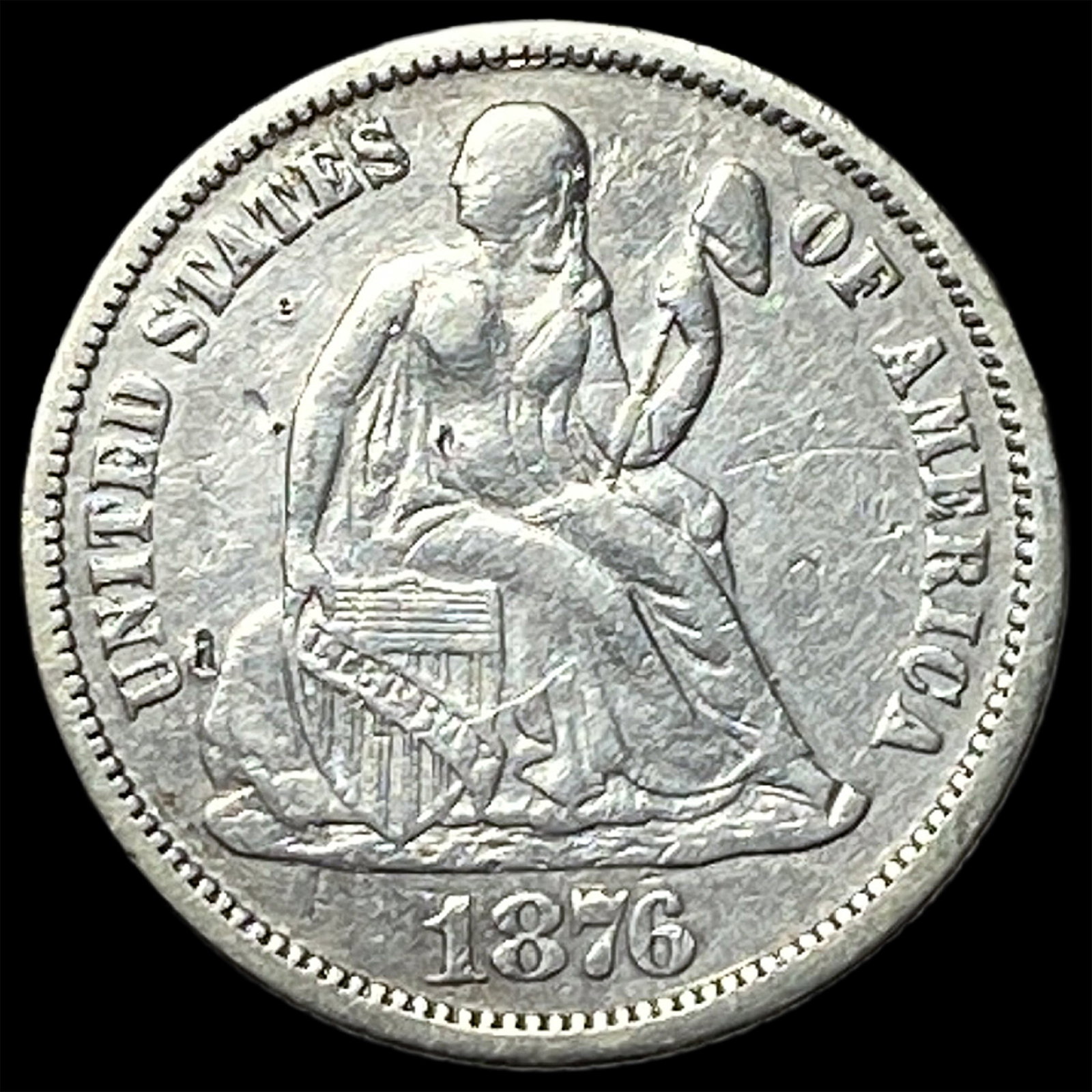 1876 Seated Liberty Dime NEARLY UNCIRCULATED: 1876 Seated Liberty Dime NEARLY UNCIRCULATED