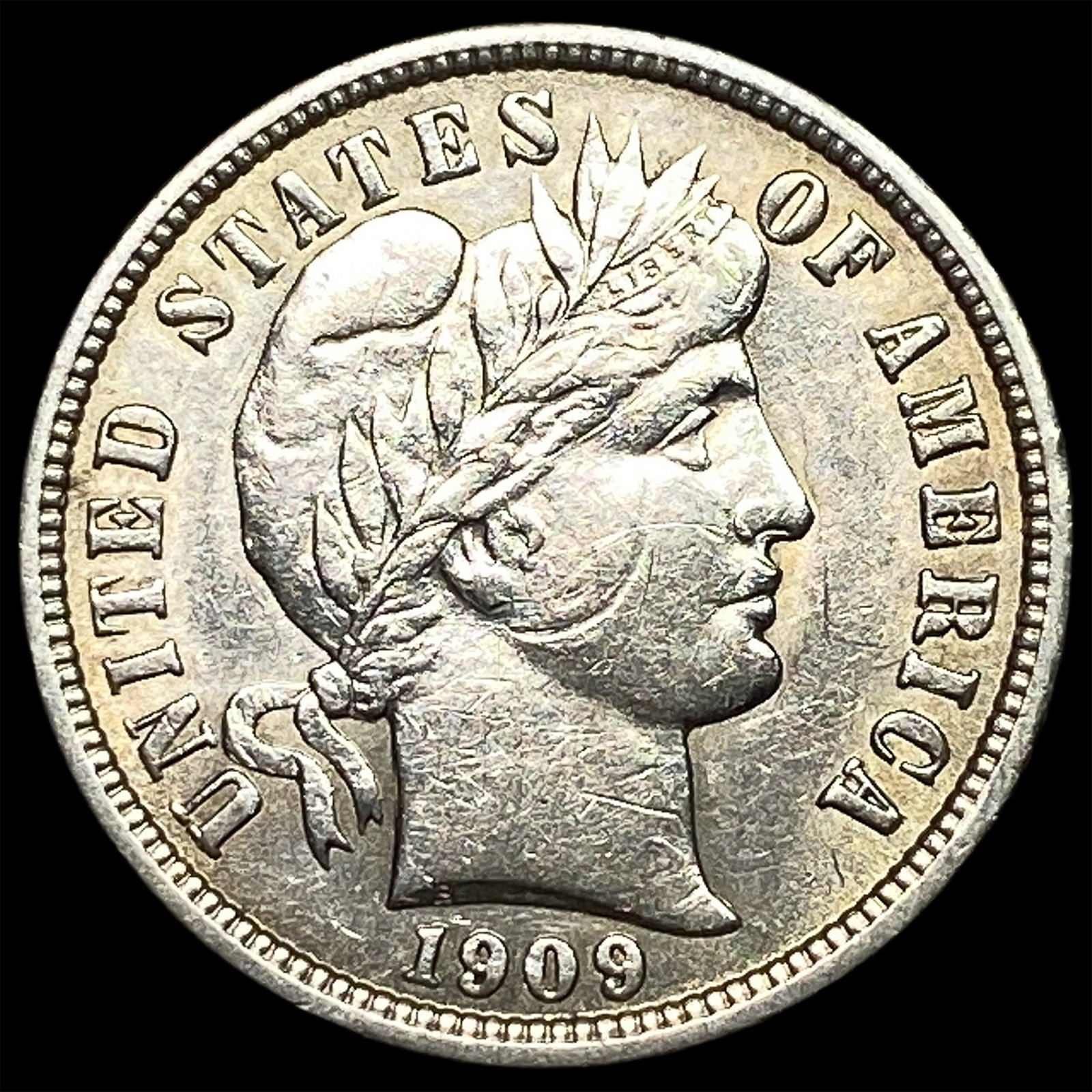 1909 Barber Dime CHOICE AU: 1909 Barber Dime CHOICE AU