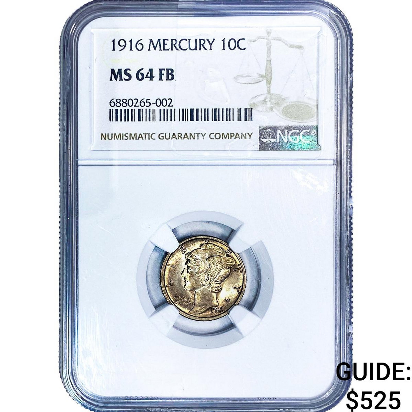 1916 Mercury Silver Dime NGC MS64 FB (1 of 2)