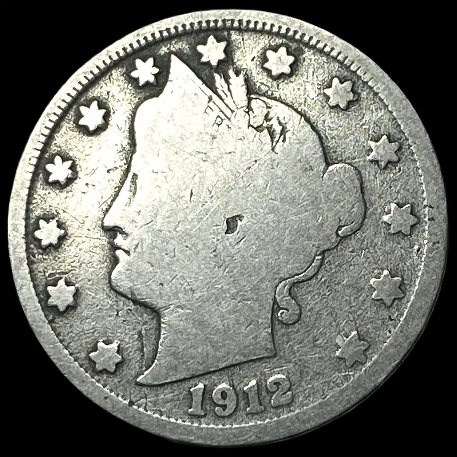 1912-S Liberty Head Nickel NICELY CIRCULATED: 1912-S Liberty Head Nickel NICELY CIRCULATED