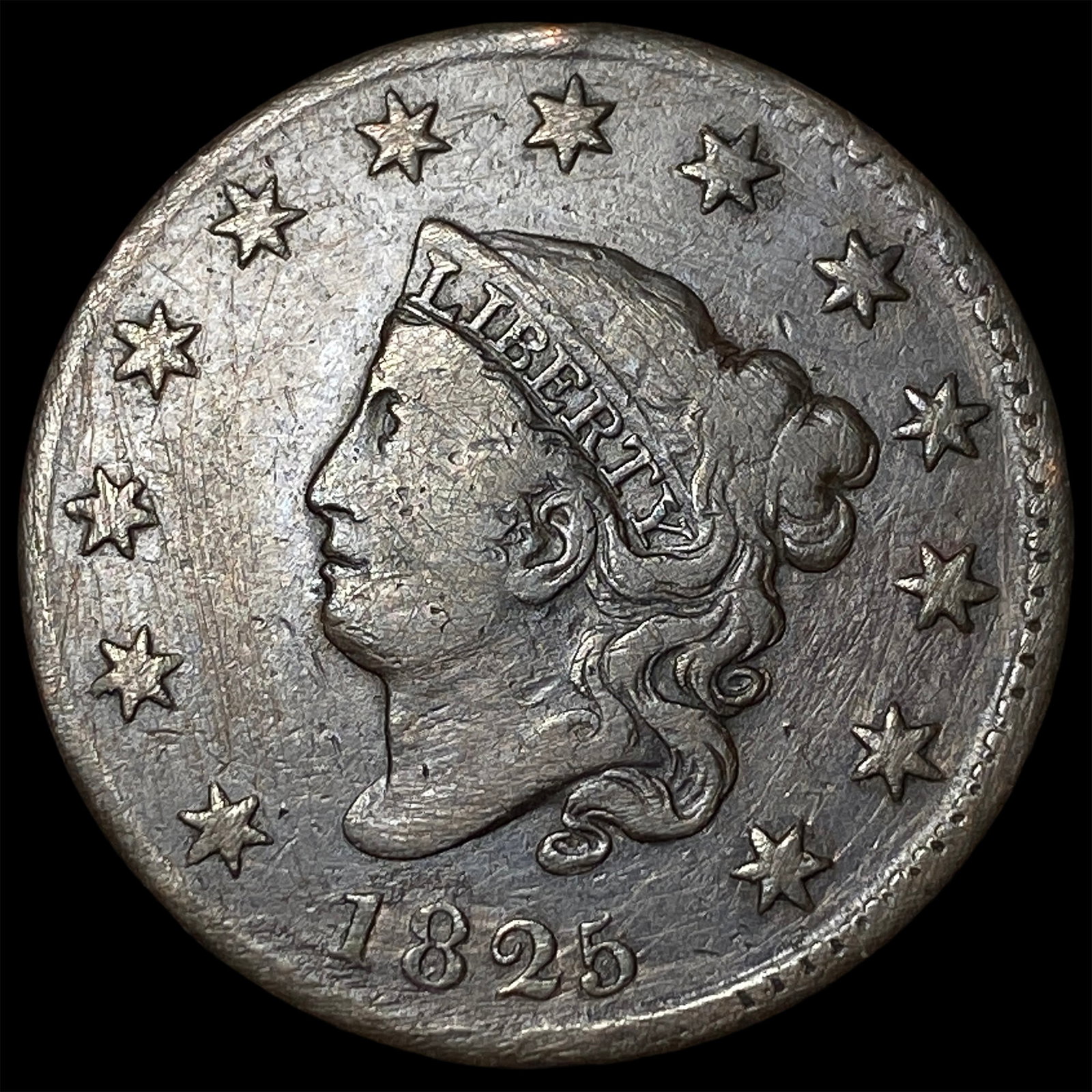 1825 Coronet Head Large Cent NICELY CIRCULATED: 1825 Coronet Head Large Cent NICELY CIRCULATED