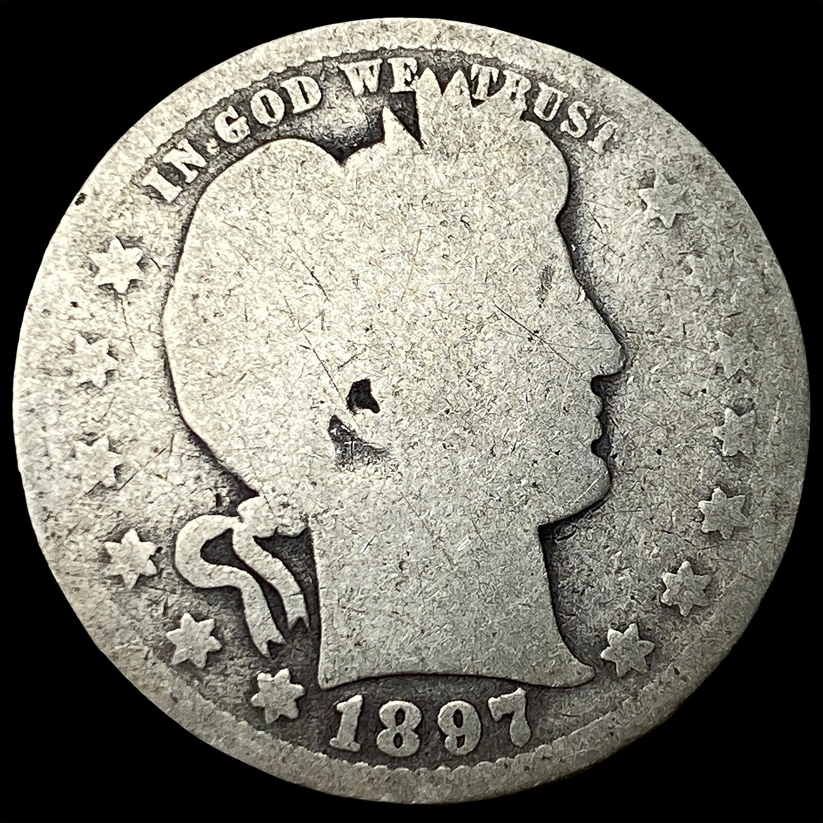 1897 Silver Barber Quarter NICELY CIRCULATED: 1897 Silver Barber Quarter NICELY CIRCULATED