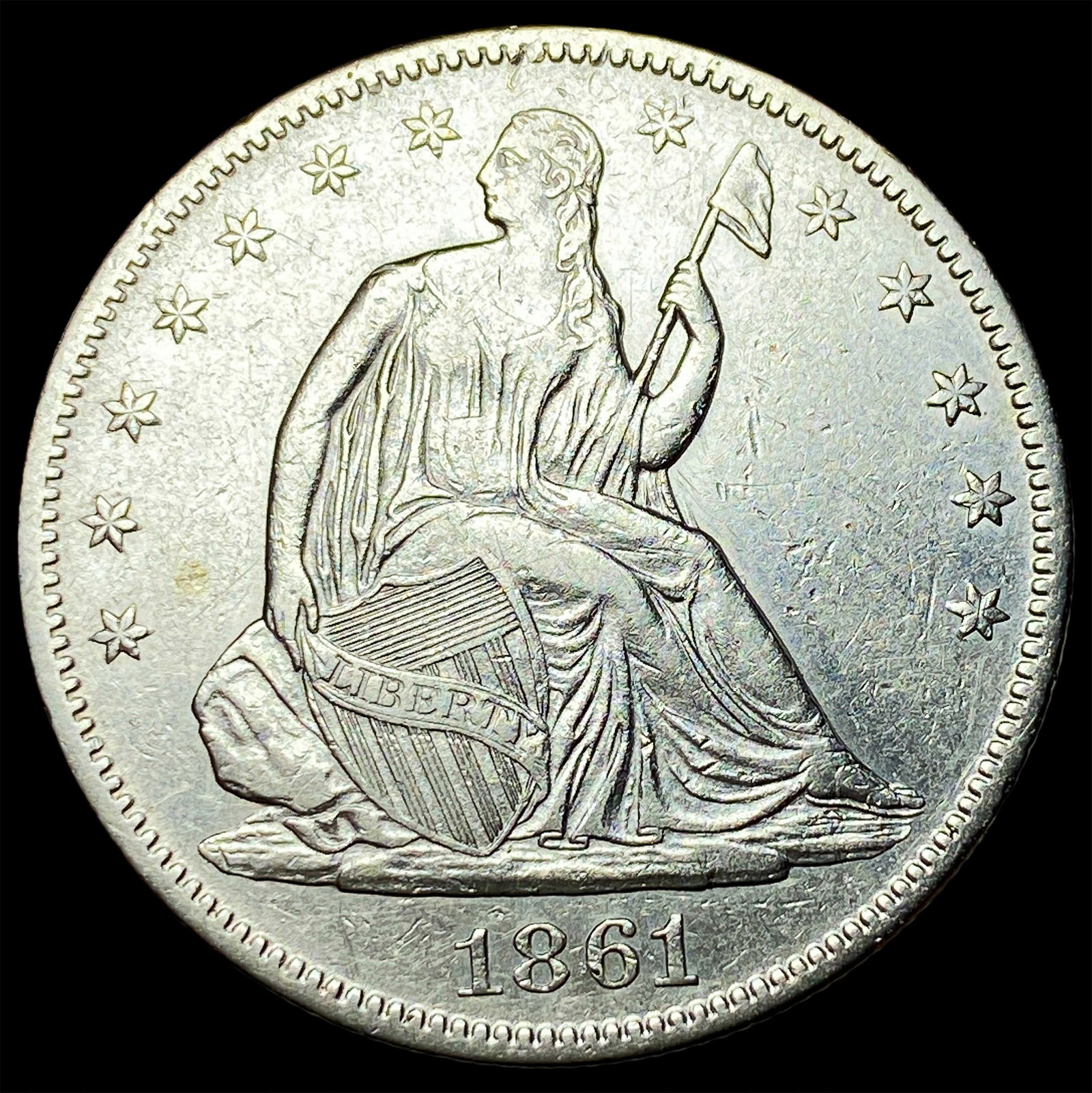 1861 Seated Liberty Half Dollar CLOSELY UNCIRCULATED (1 of 2)