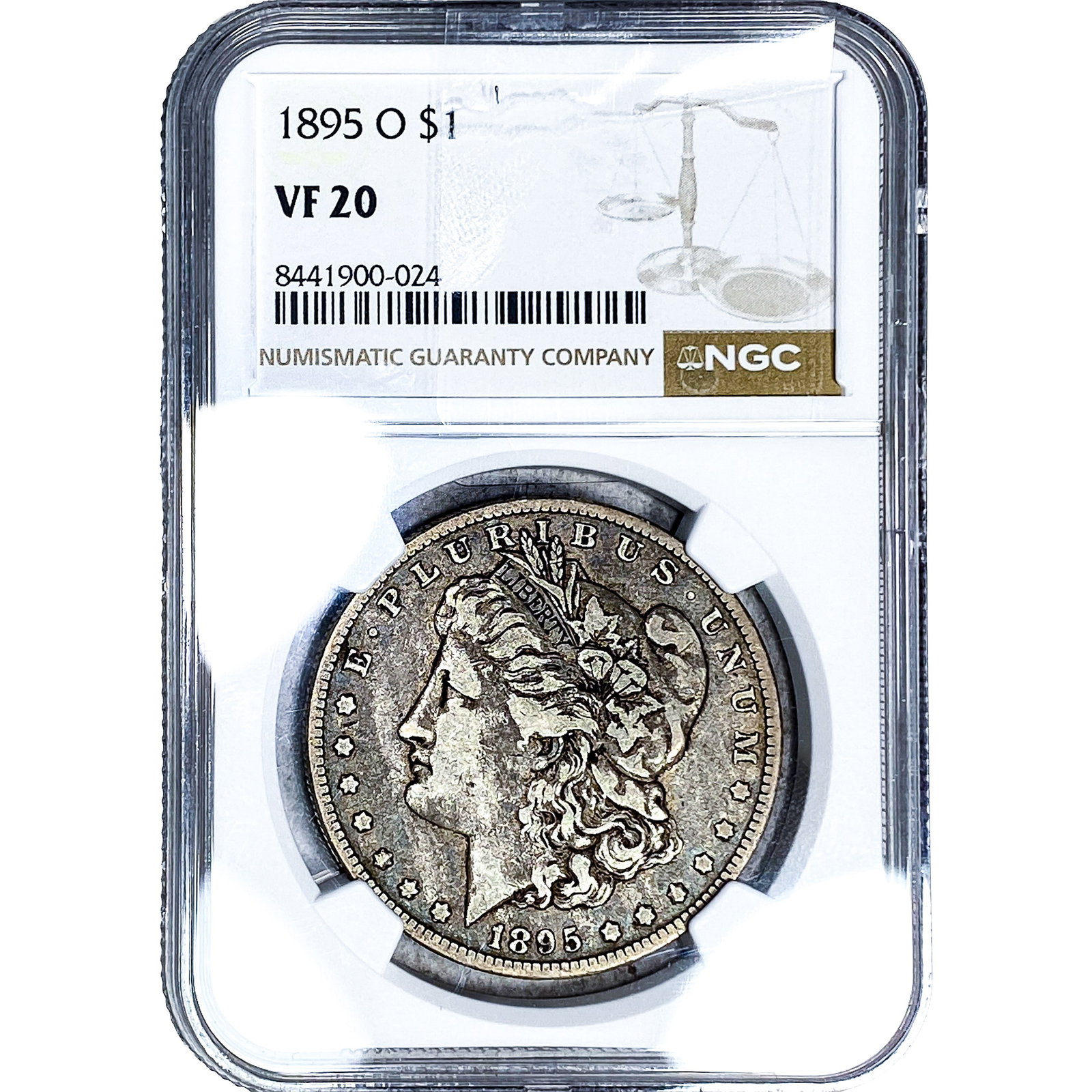 1895-O Morgan Silver Dollar NGC VF20: 1895-O Morgan Silver Dollar NGC VF20