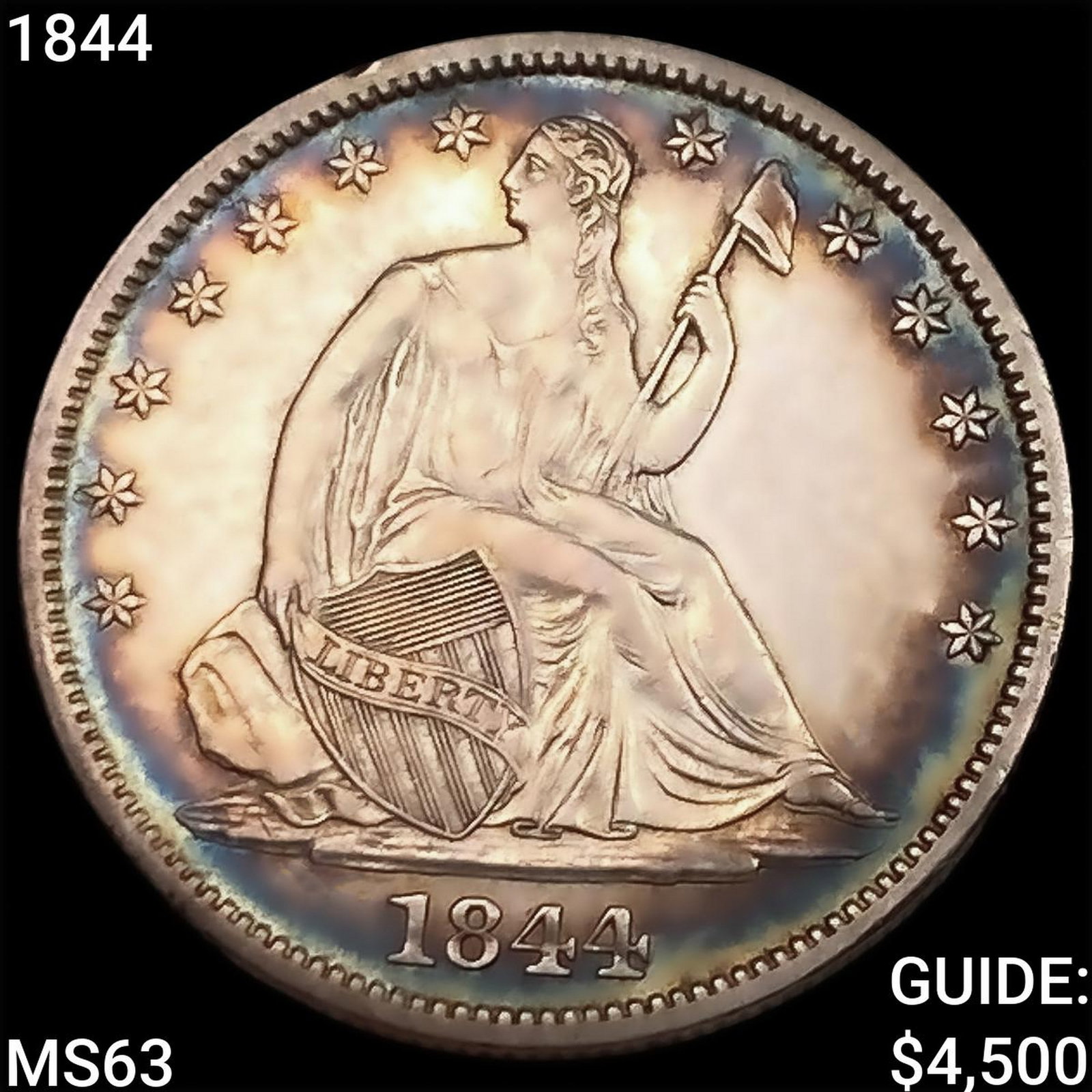 1844 Seated Liberty Half Dollar CHOICE BU: 1844 Seated Liberty Half Dollar CHOICE BU