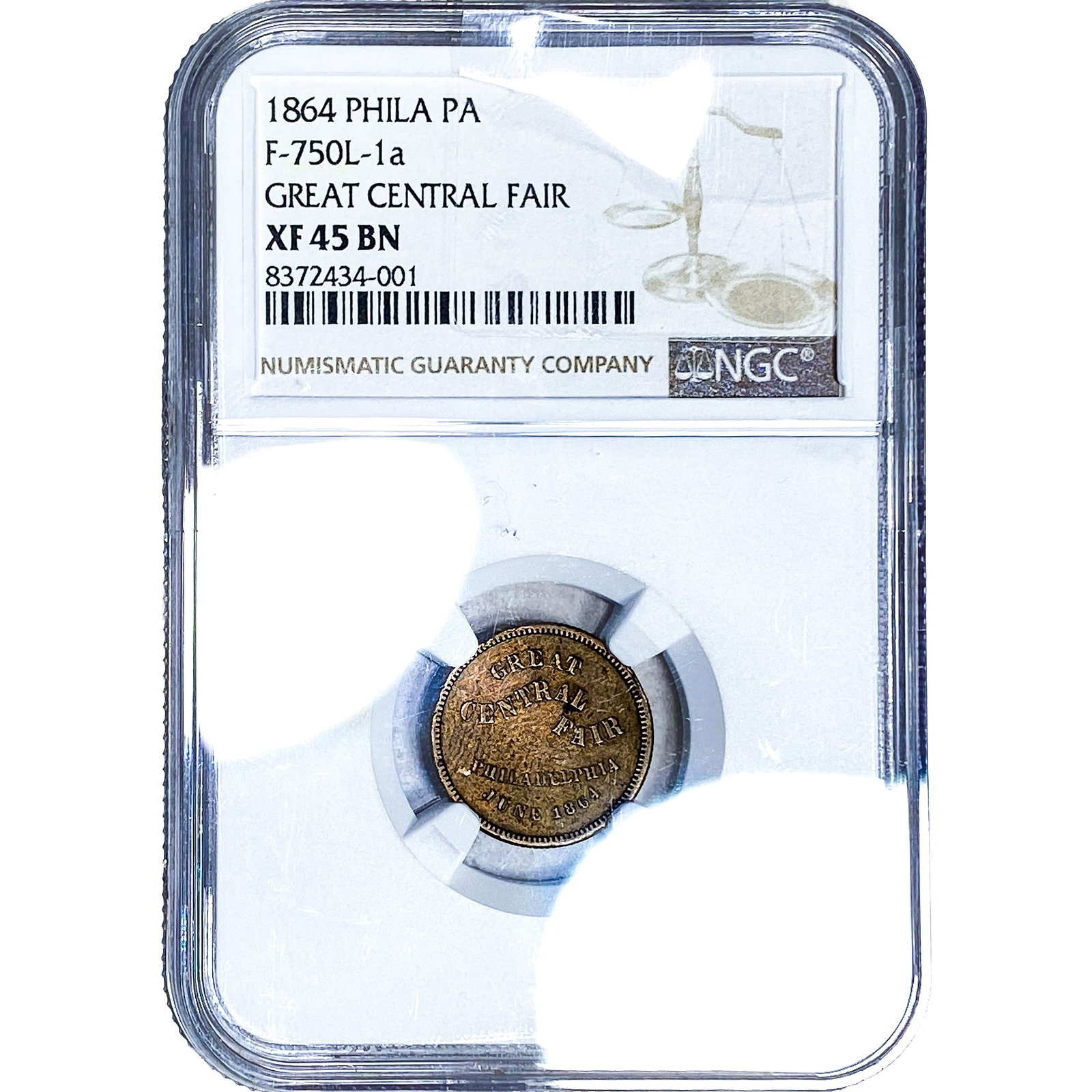 1864 Phil. PA Great Central Fair Token NGC XF45 BN (1 of 4)