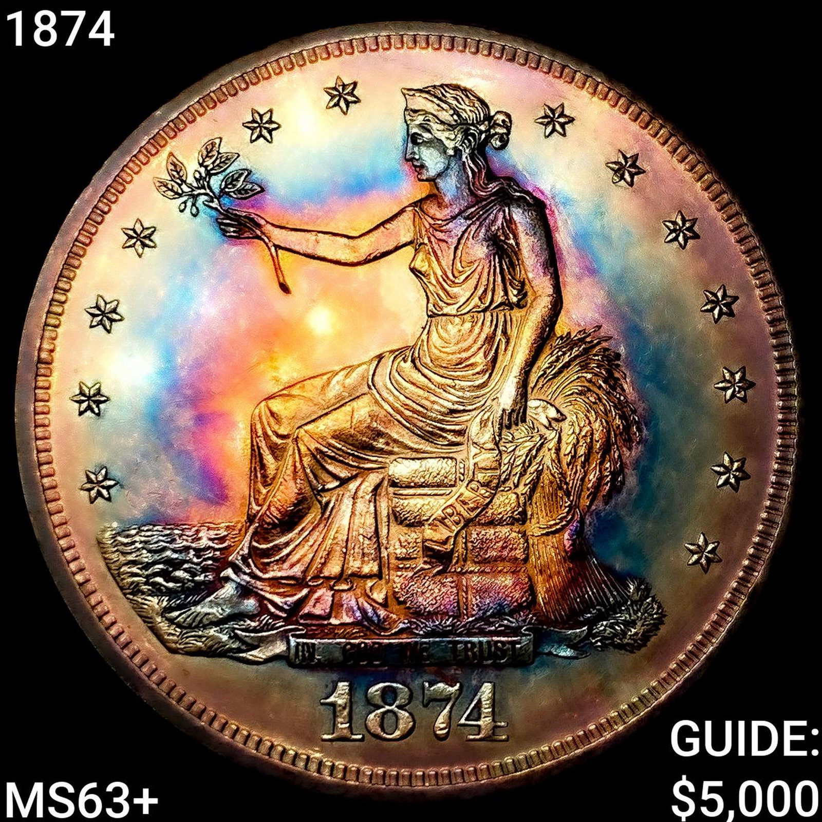 1874 Silver Trade Dollar CHOICE BU+ (1 of 2)