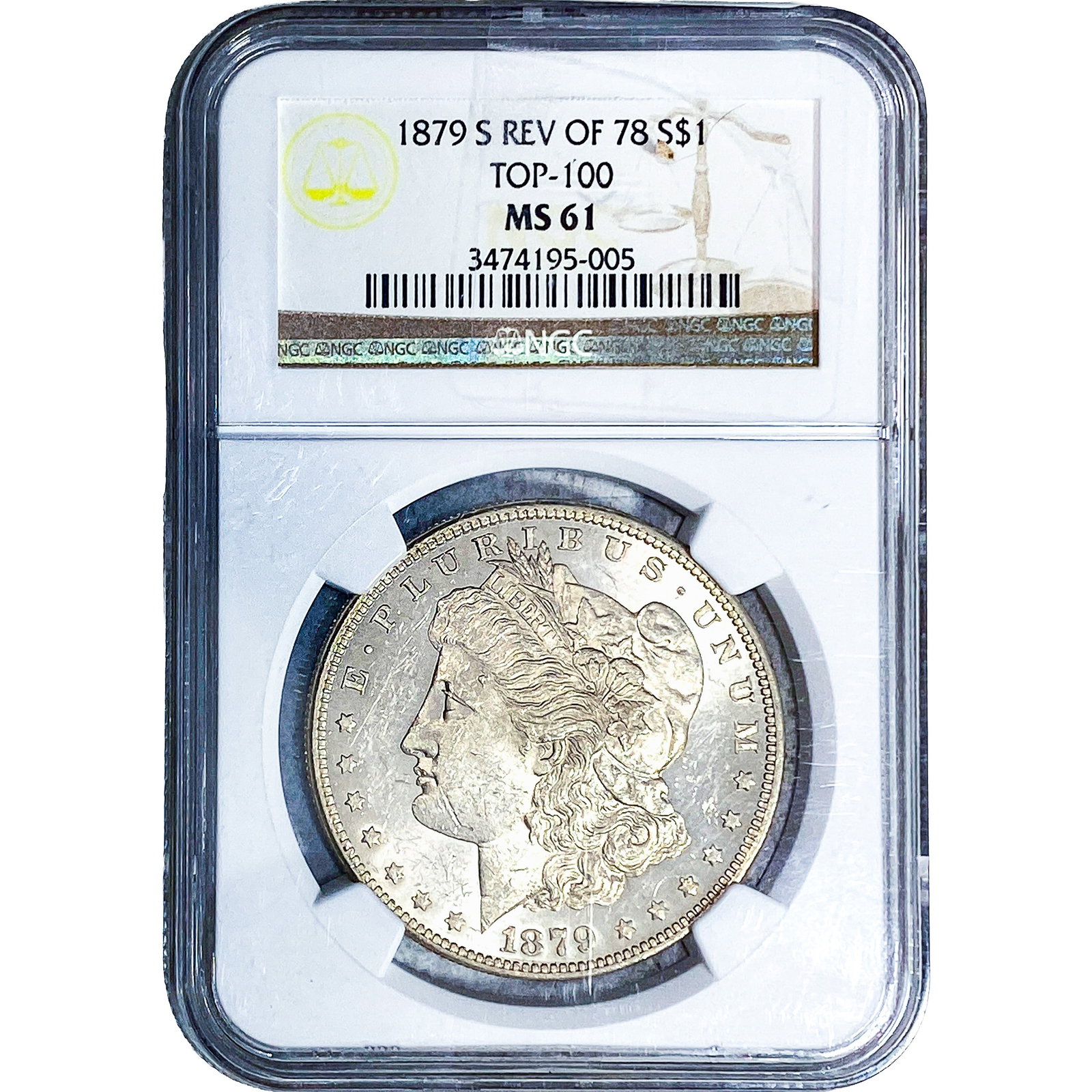 1879-S Rev. 78 Morgan Silver Dollar NGC MS61 Top 100: 1879-S Rev. 78 Morgan Silver Dollar NGC MS61 Top 100