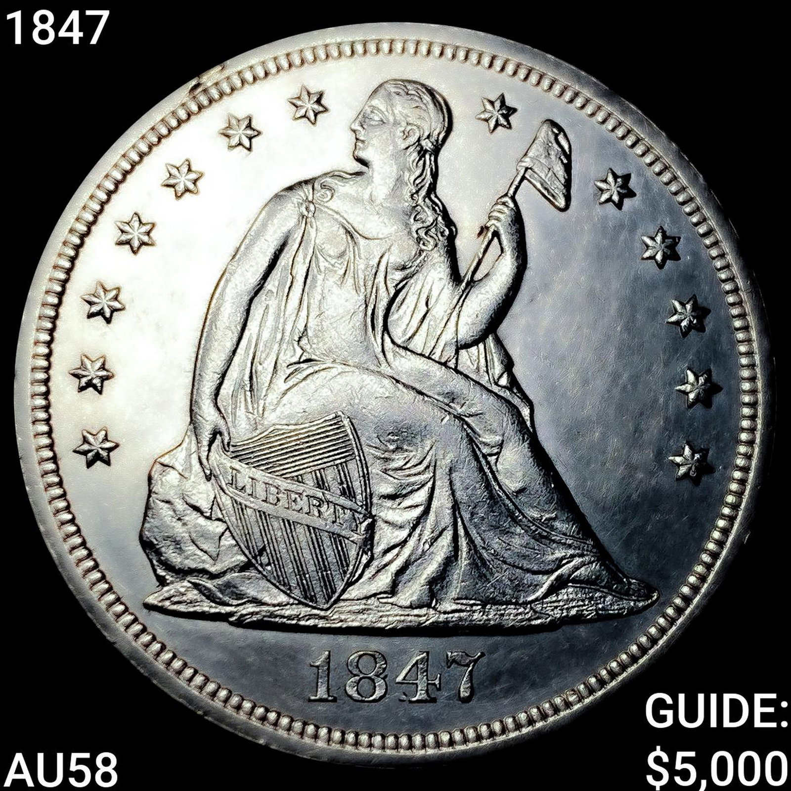 1847 Seated Liberty Dollar CHOICE AU (1 of 2)