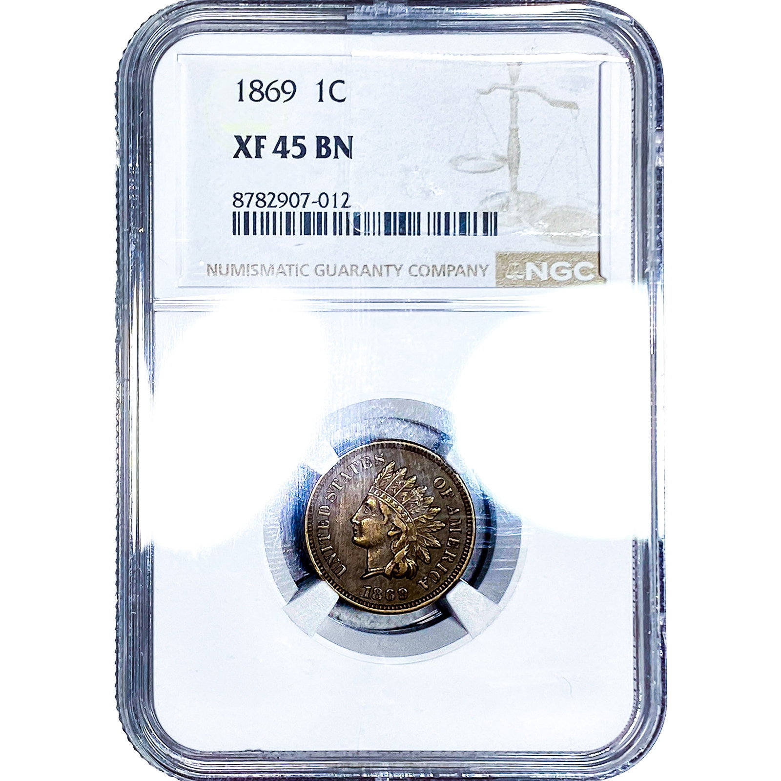 1869 Indian Head Cent NGC XF45 BN: 1869 Indian Head Cent NGC XF45 BN