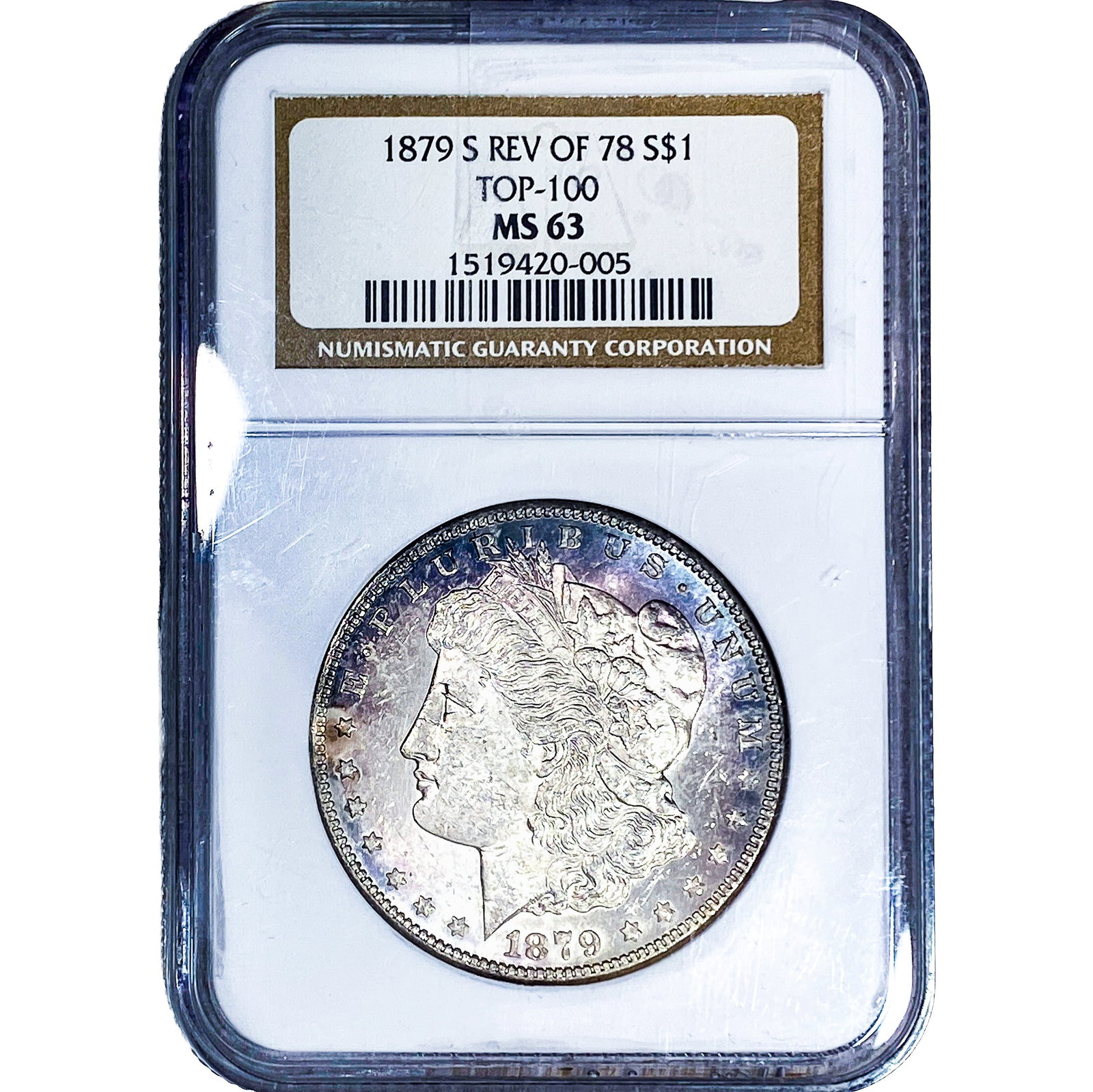 1879-S REV 78 Morgan Silver Dollar NGC MS63 Top-100: 1879-S REV 78 Morgan Silver Dollar NGC MS63 Top-100