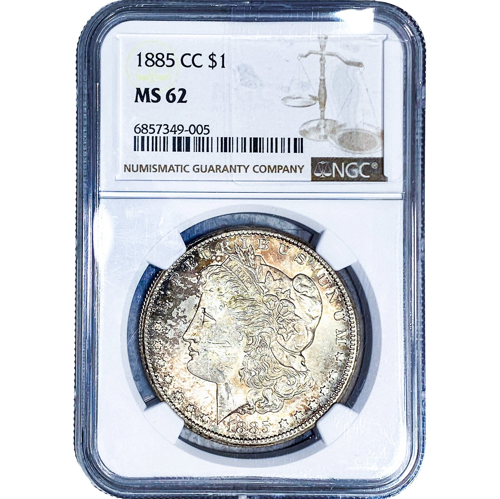 1885-CC Morgan Silver Dollar NGC MS62: 1885-CC Morgan Silver Dollar NGC MS62