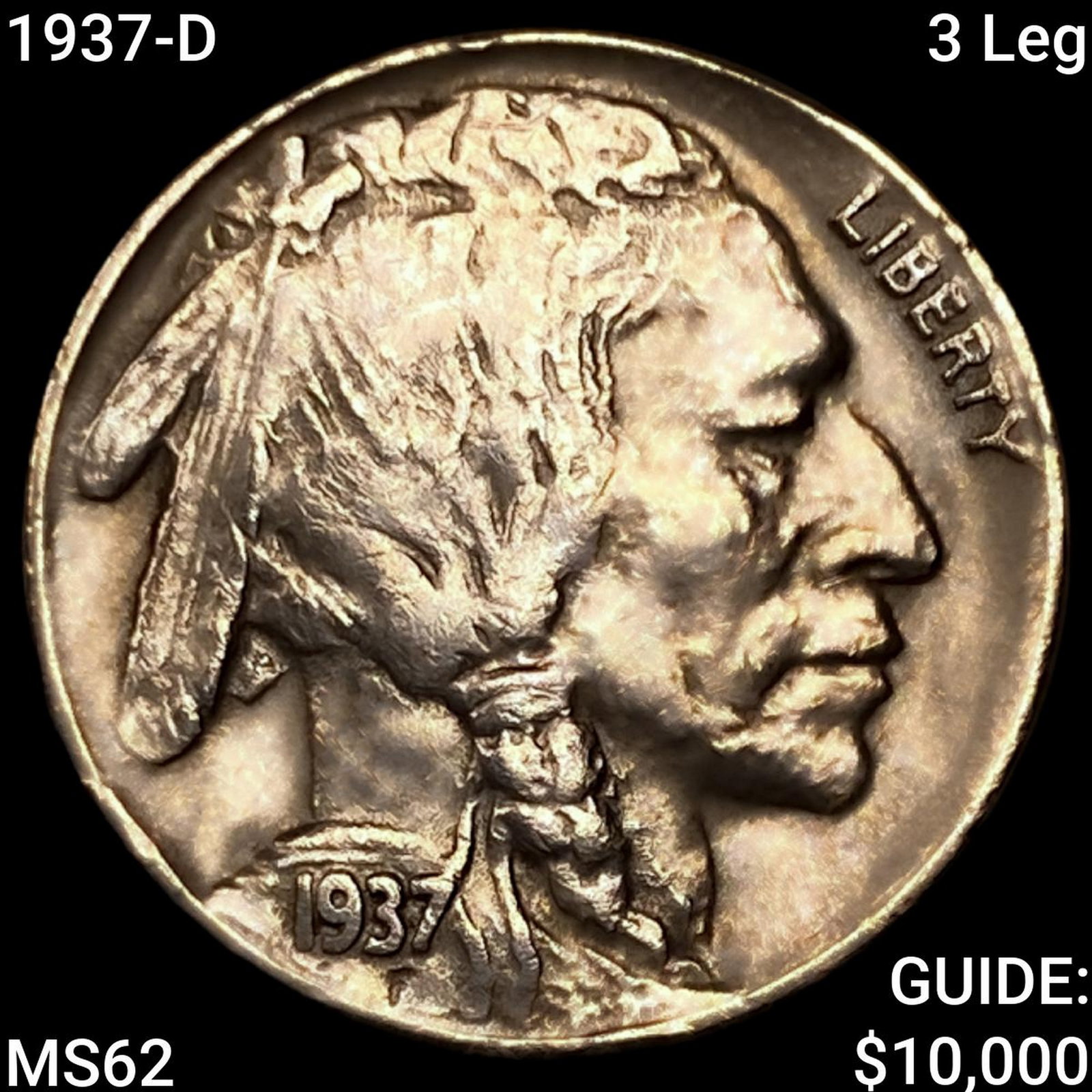 1937-D 3 Leg Buffalo Nickel UNCIRCULATED (1 of 2)