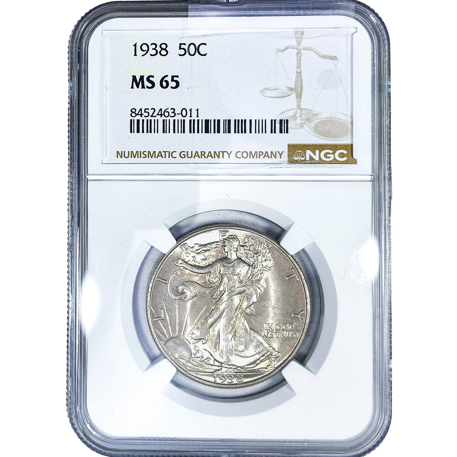 1938 Walking Liberty Half Dollar NGC MS65: 1938 Walking Liberty Half Dollar NGC MS65