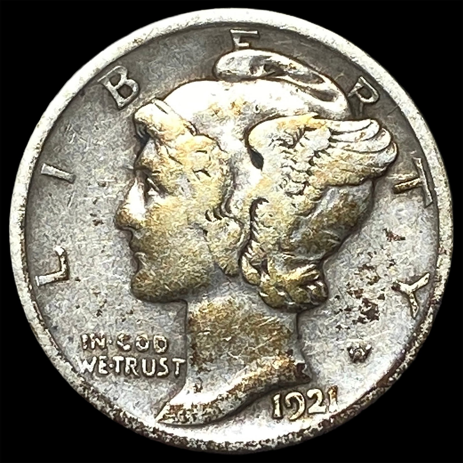 1921 Silver Mercury Dime LIGHTLY CIRCULATED: 1921 Silver Mercury Dime LIGHTLY CIRCULATED