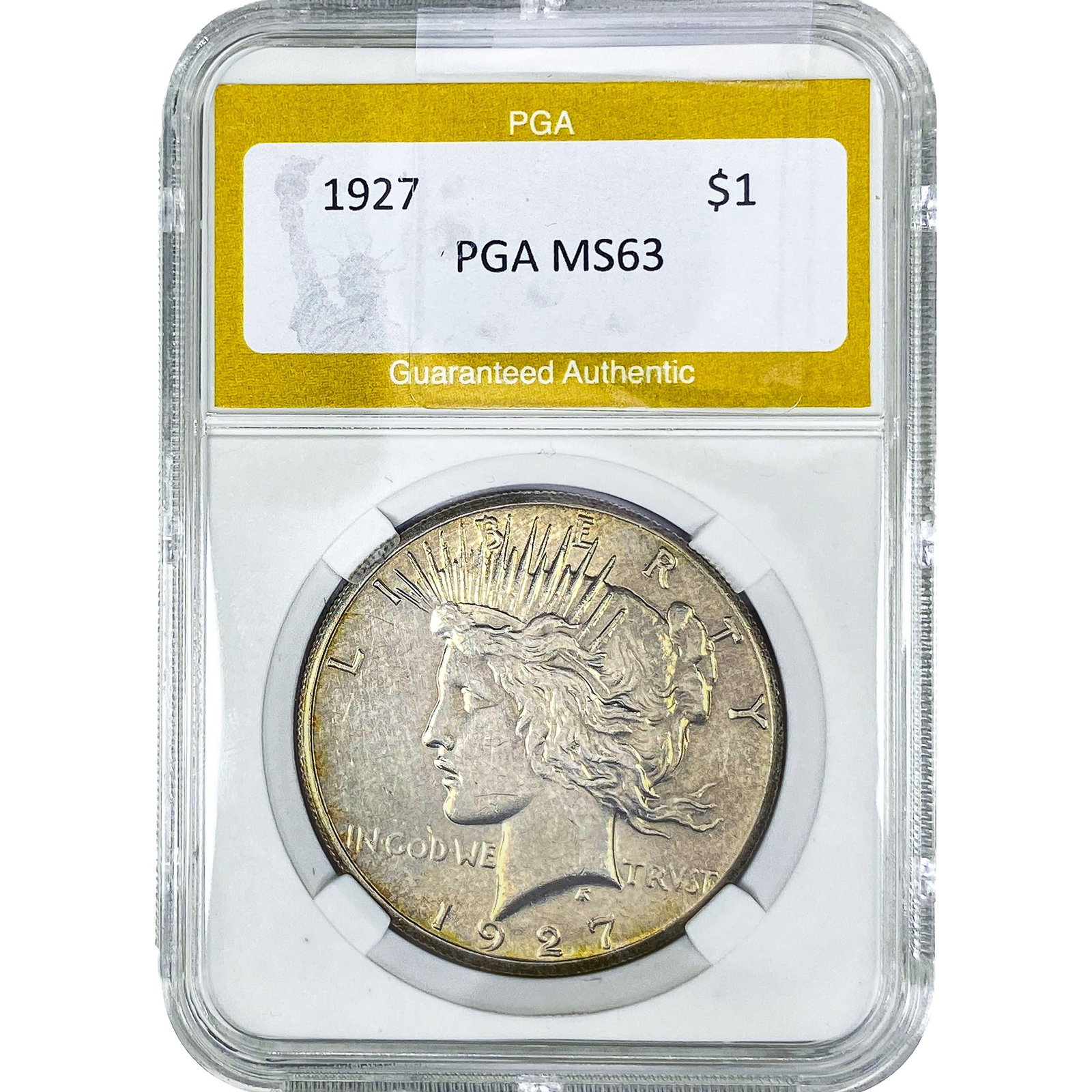 1927 Silver Peace Dollar PGA MS63: 1927 Silver Peace Dollar PGA MS63
