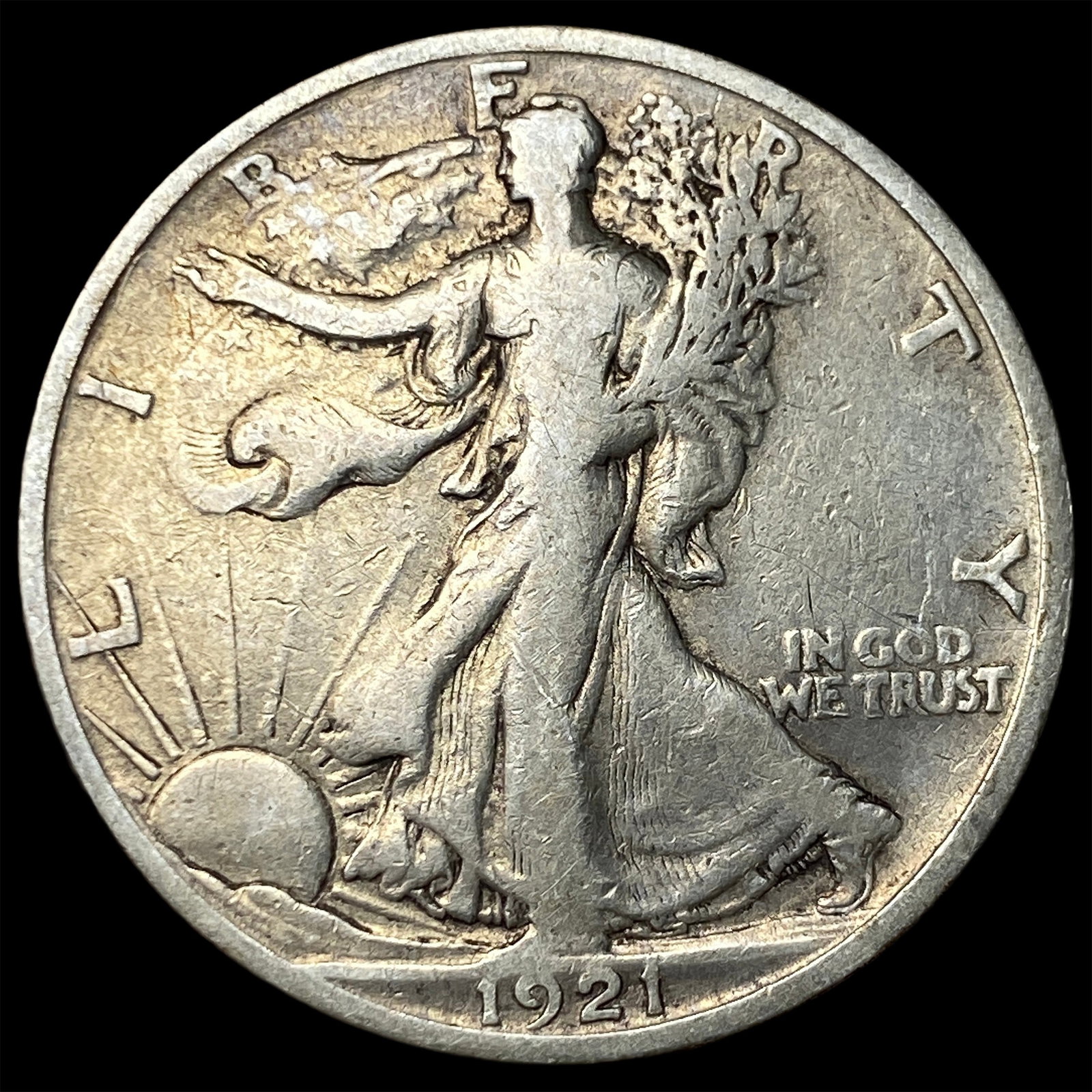 1921-S Silver Walking Liberty Half Dollar LIGHTLY CIRCULATED (1 of 2)