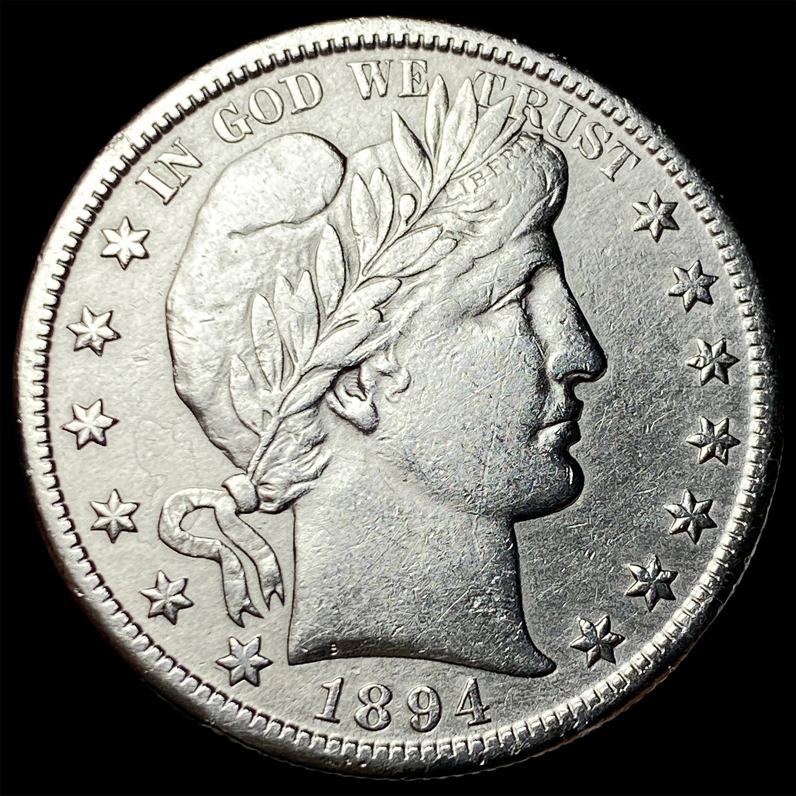 1894-S Silver Barber Half Dollar CHOICE AU: 1894-S Silver Barber Half Dollar CHOICE AU