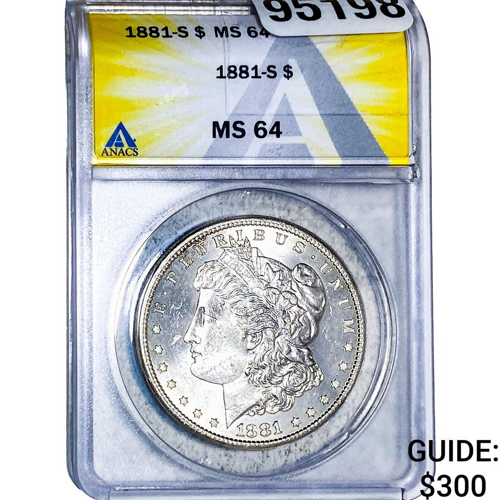 1881-S Morgan Silver Dollar ANACS MS64: 1881-S Morgan Silver Dollar ANACS MS64