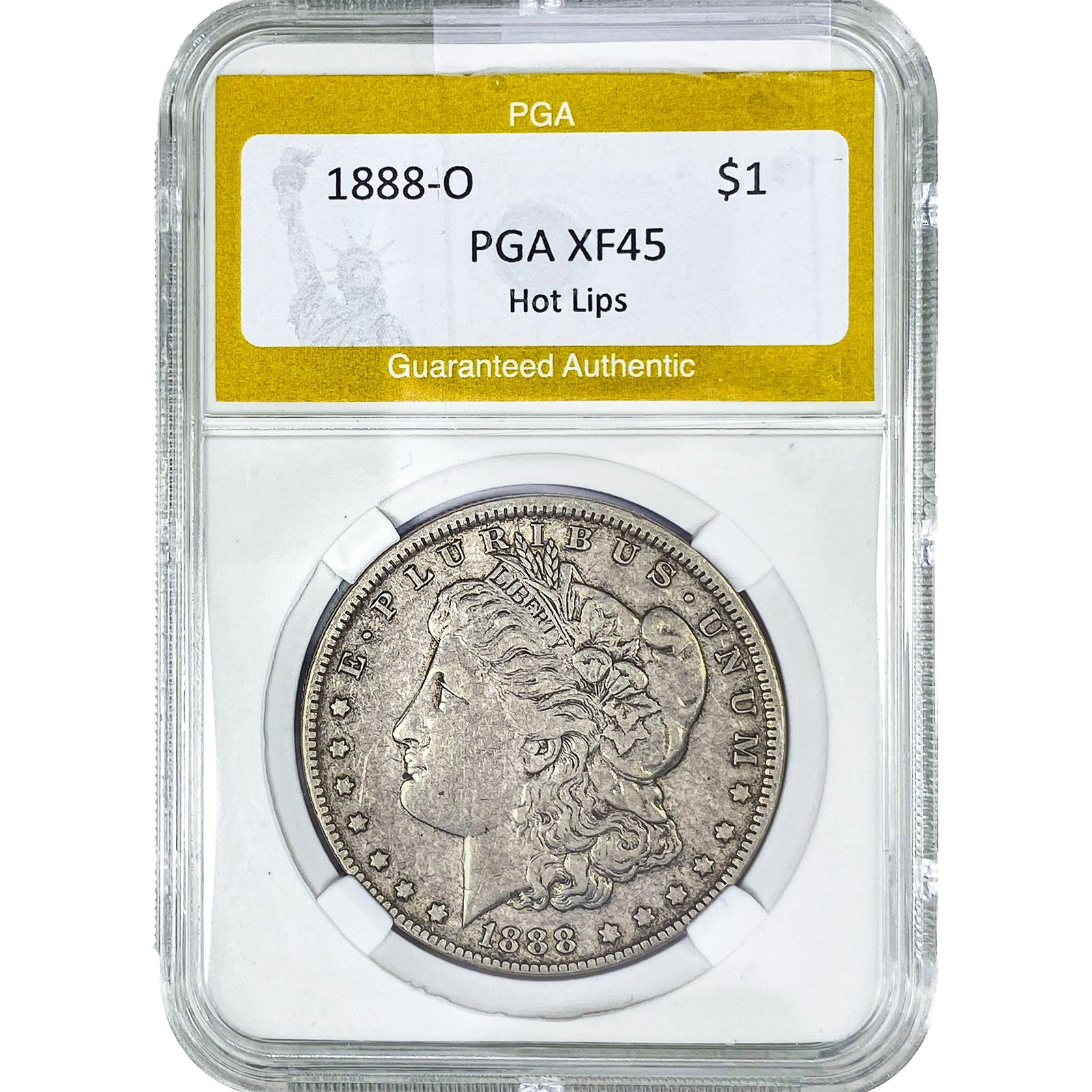 1888-O Morgan Silver Dollar PGA XF45 Hot Lips: 1888-O Morgan Silver Dollar PGA XF45 Hot Lips
