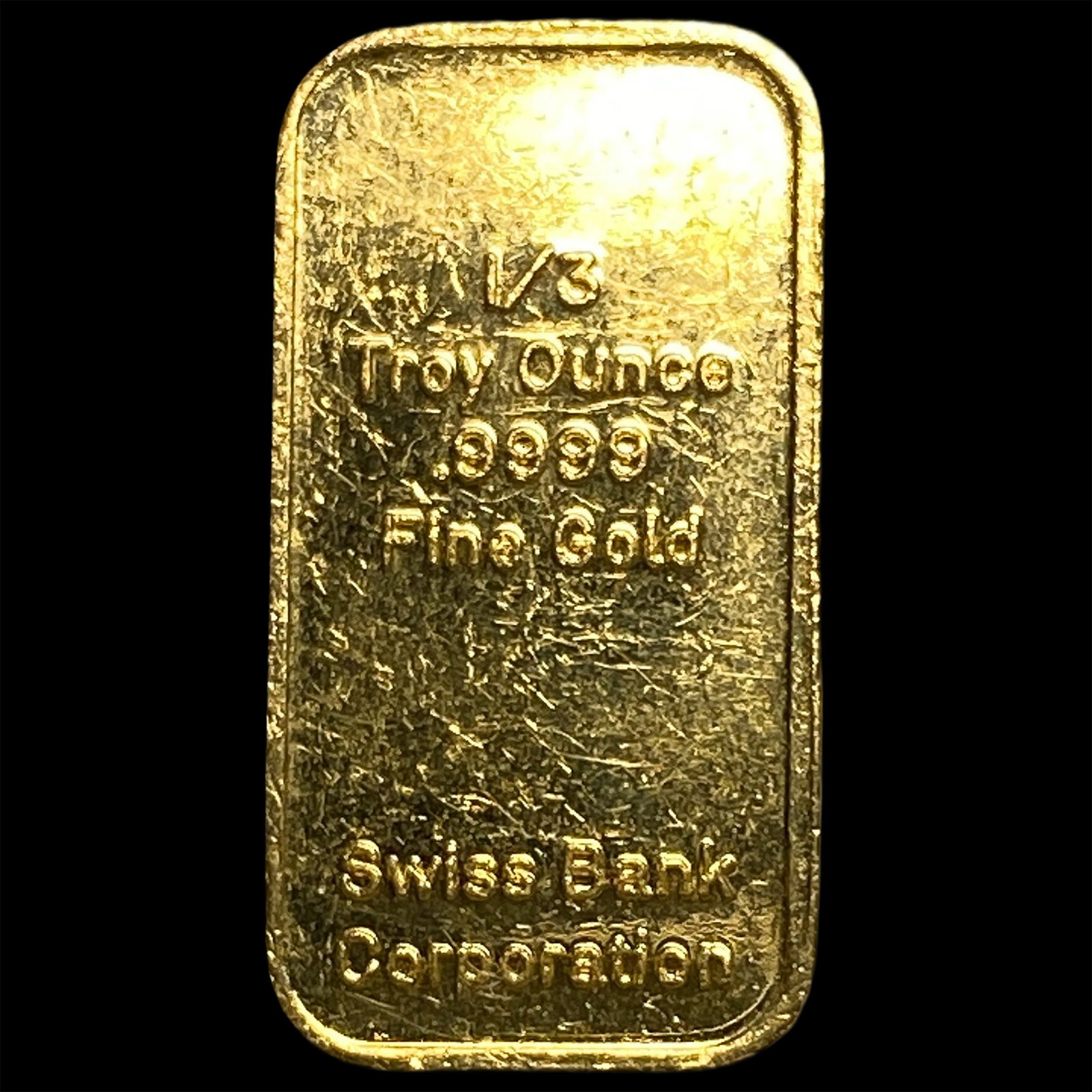 Swiss Bank Corporation 1/3 oz .9999 Fine Gold Bar HIGH GRADE: Swiss Bank Corporation 1/3 oz .9999 Fine Gold Bar HIGH GRADE