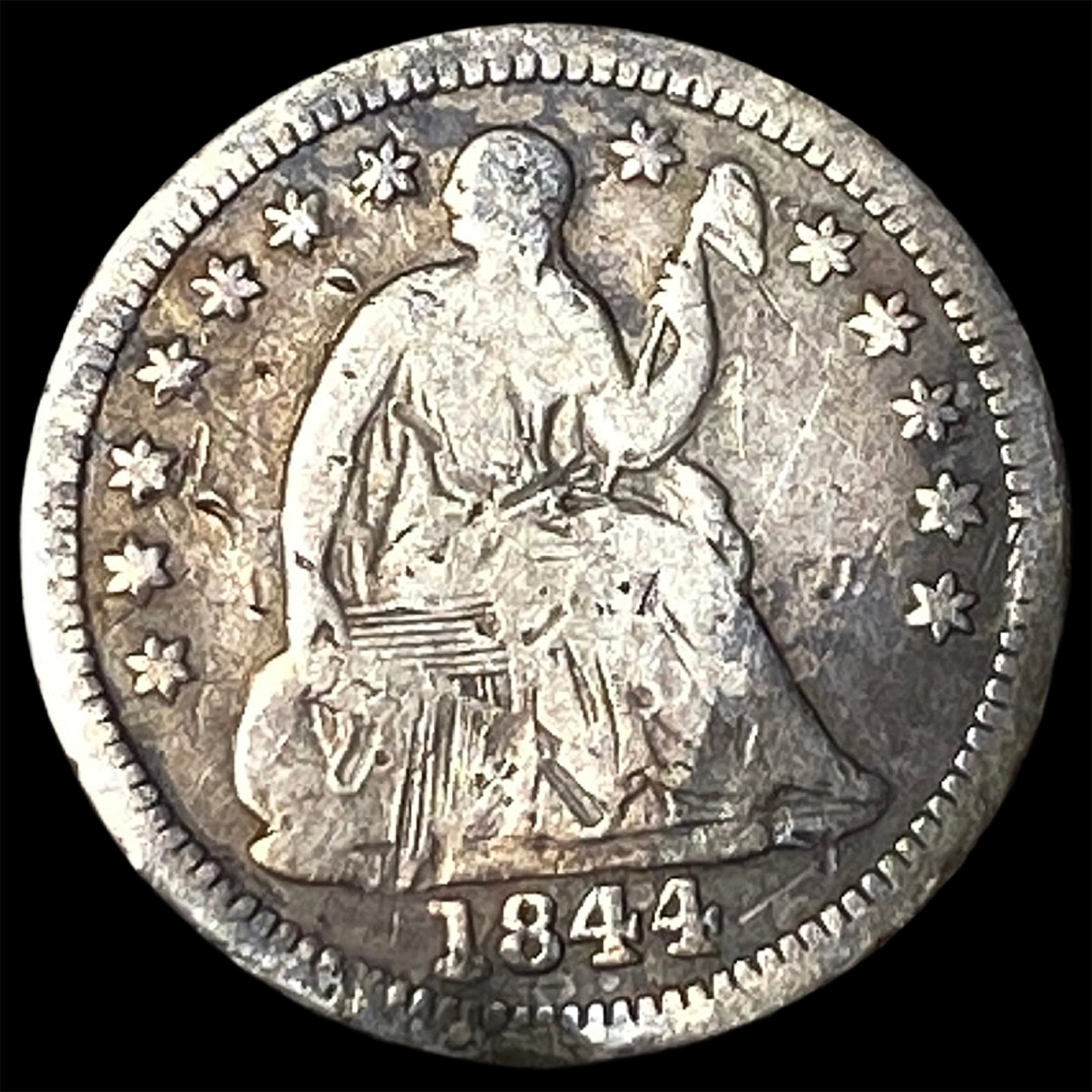 1844-O Silver Seated Liberty Half Dime NICELY CIRCULATED: 1844-O Silver Seated Liberty Half Dime NICELY CIRCULATED