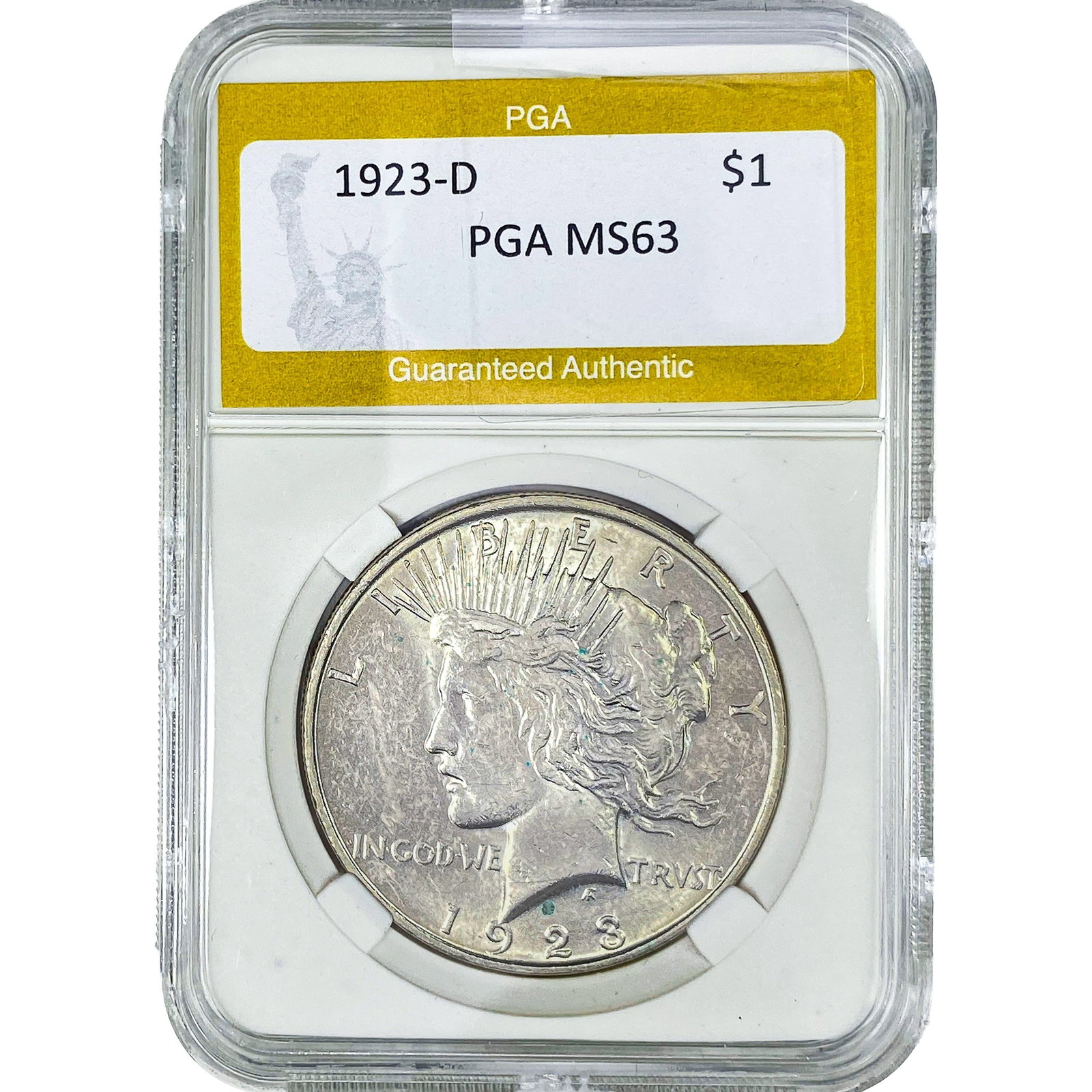 1923-D Silver Peace Dollar PGA MS63: 1923-D Silver Peace Dollar PGA MS63