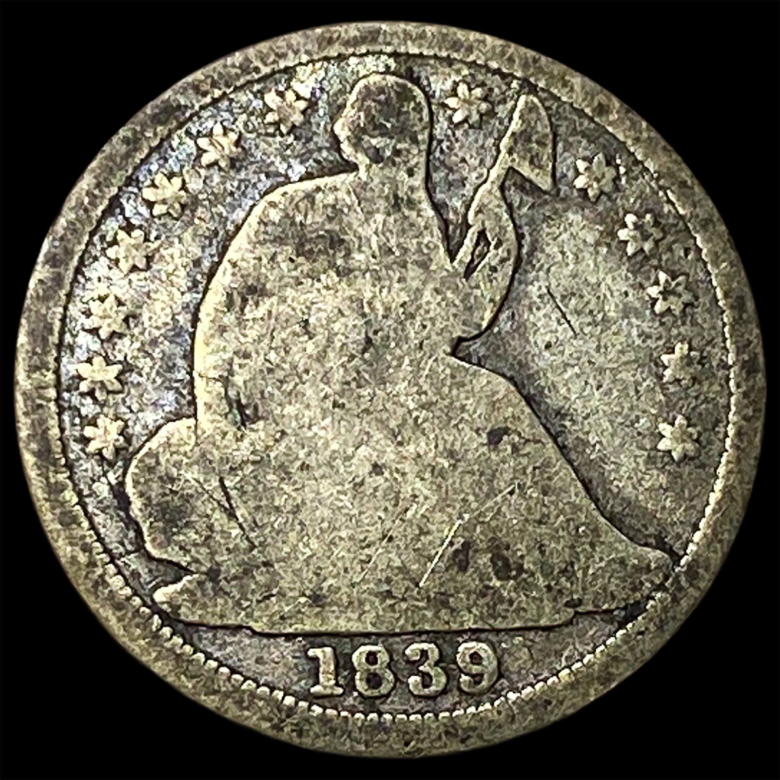 1839 Silver Seated Liberty Half Dime NICELY CIRCULATED: 1839 Silver Seated Liberty Half Dime NICELY CIRCULATED
