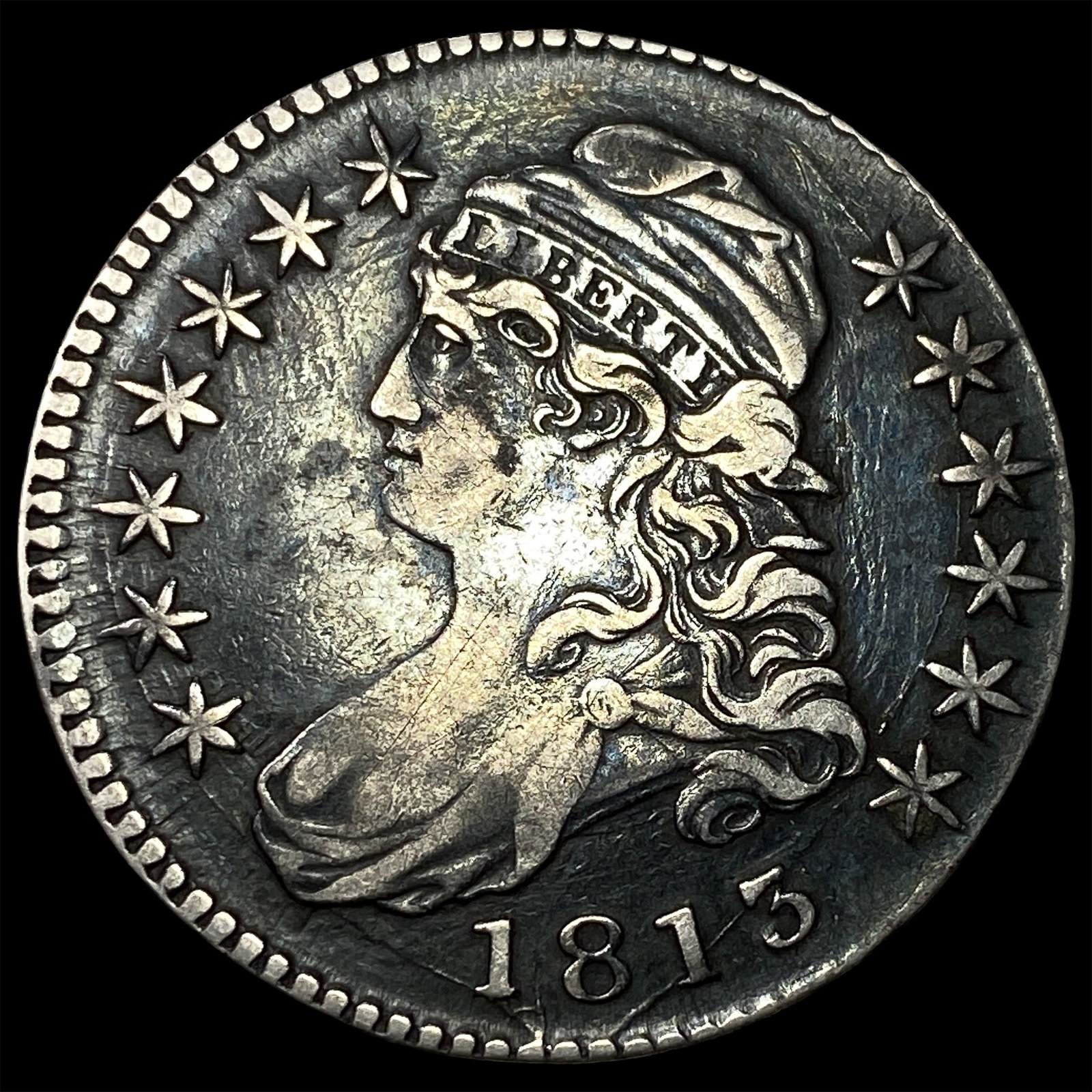 1813 Capped Bust Half Dollar CLOSELY UNCIRCULATED: 1813 Capped Bust Half Dollar CLOSELY UNCIRCULATED
