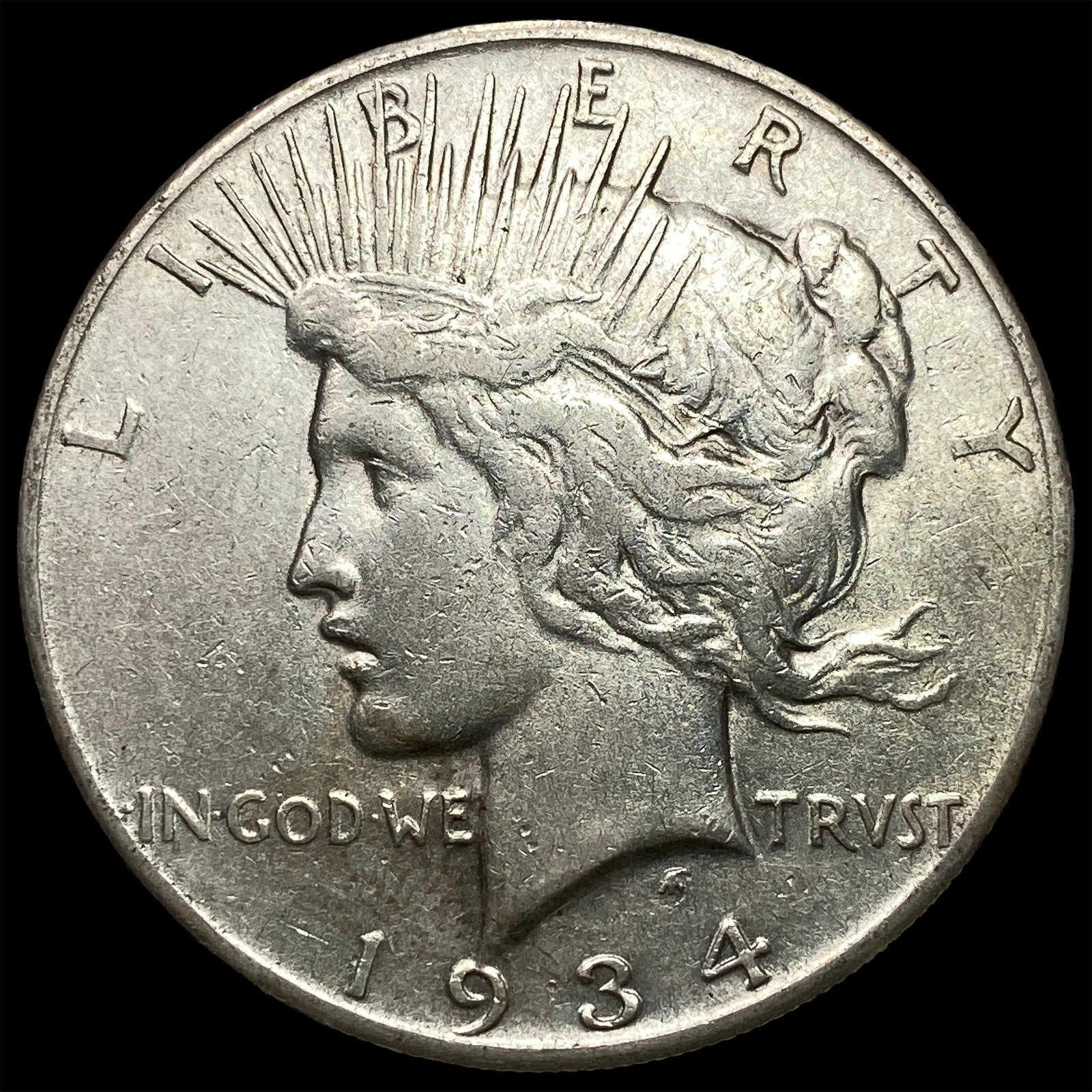 1934-S Peace Silver Dollar NEARLY UNCIRCULATED: 1934-S Peace Silver Dollar NEARLY UNCIRCULATED