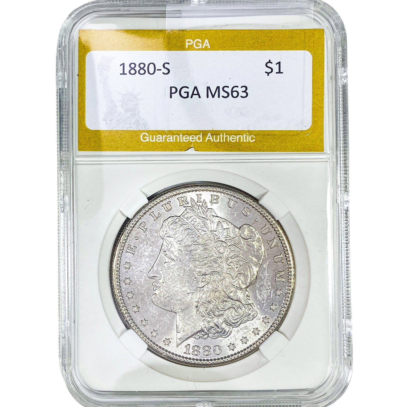 1880-S Morgan Silver Dollar PGA MS63: 1880-S Morgan Silver Dollar PGA MS63