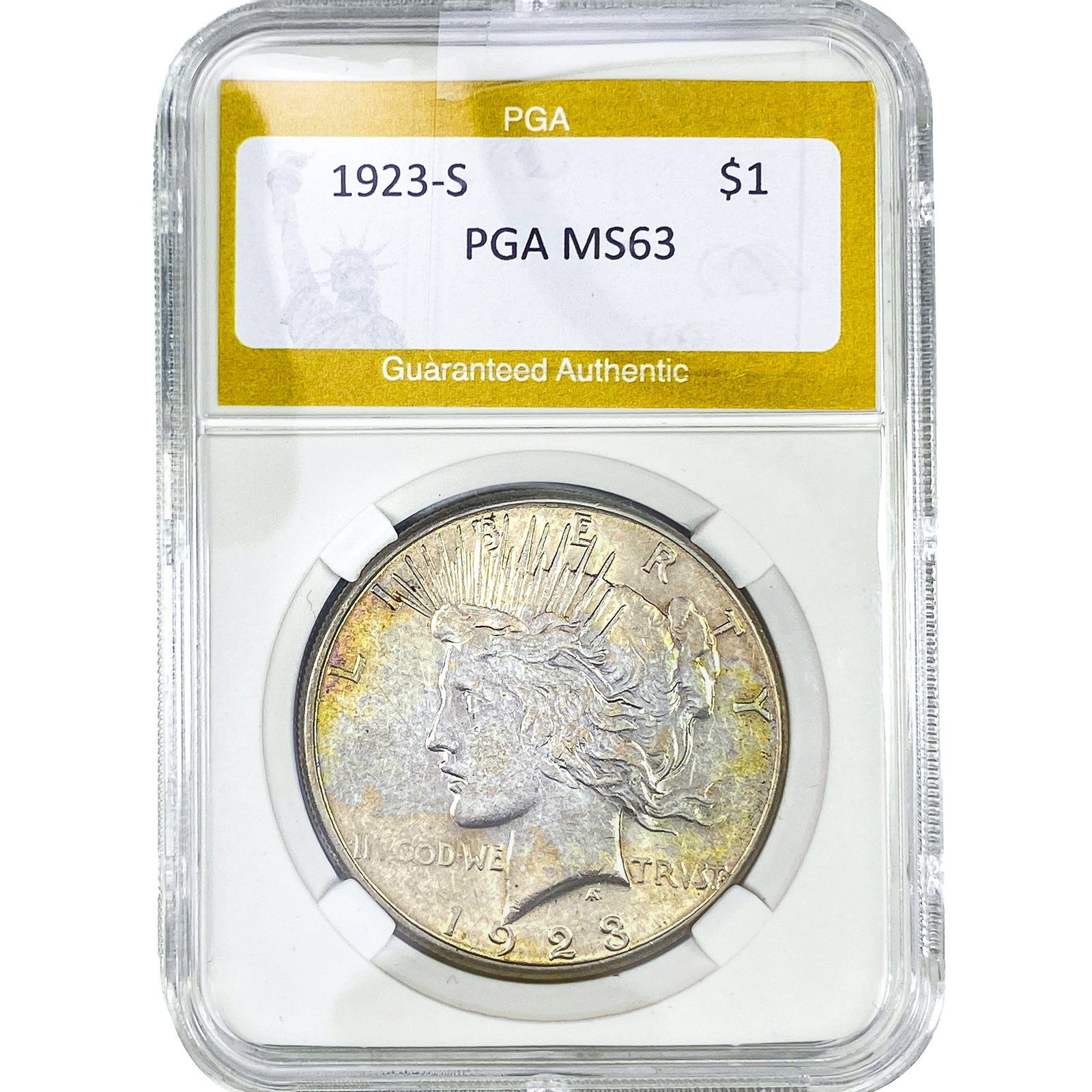 1923-S Silver Peace Dollar PGA MS63: 1923-S Silver Peace Dollar PGA MS63