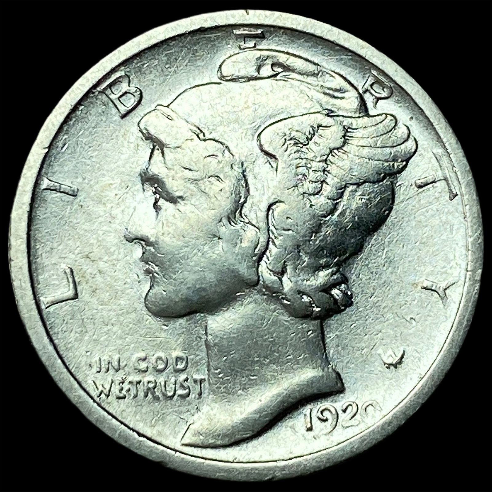 1920-S Silver Mercury Dime NEARLY UNCIRCULATED (1 of 2)