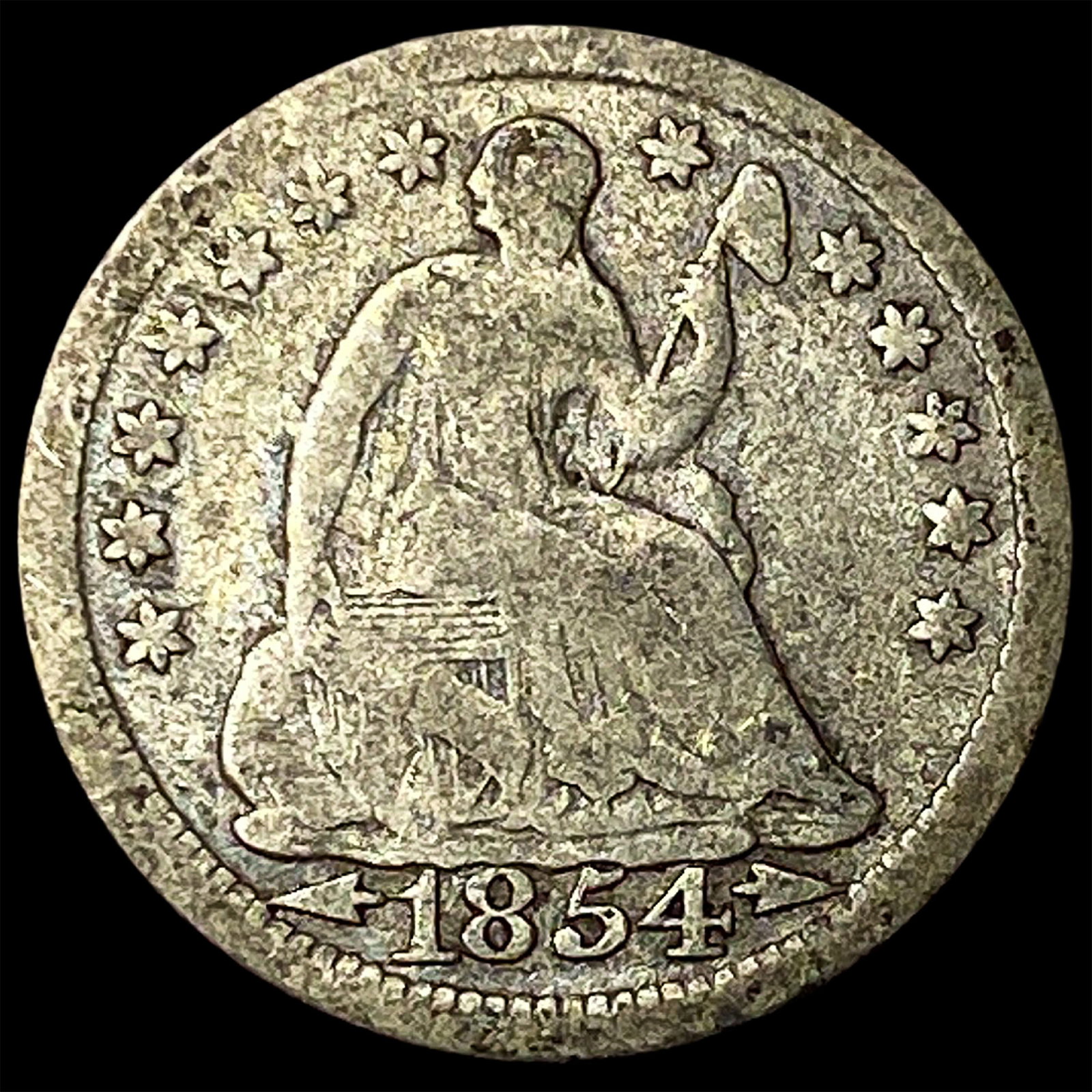 1854 Silver Seated Liberty Half Dime NICELY CIRCULATED (1 of 2)