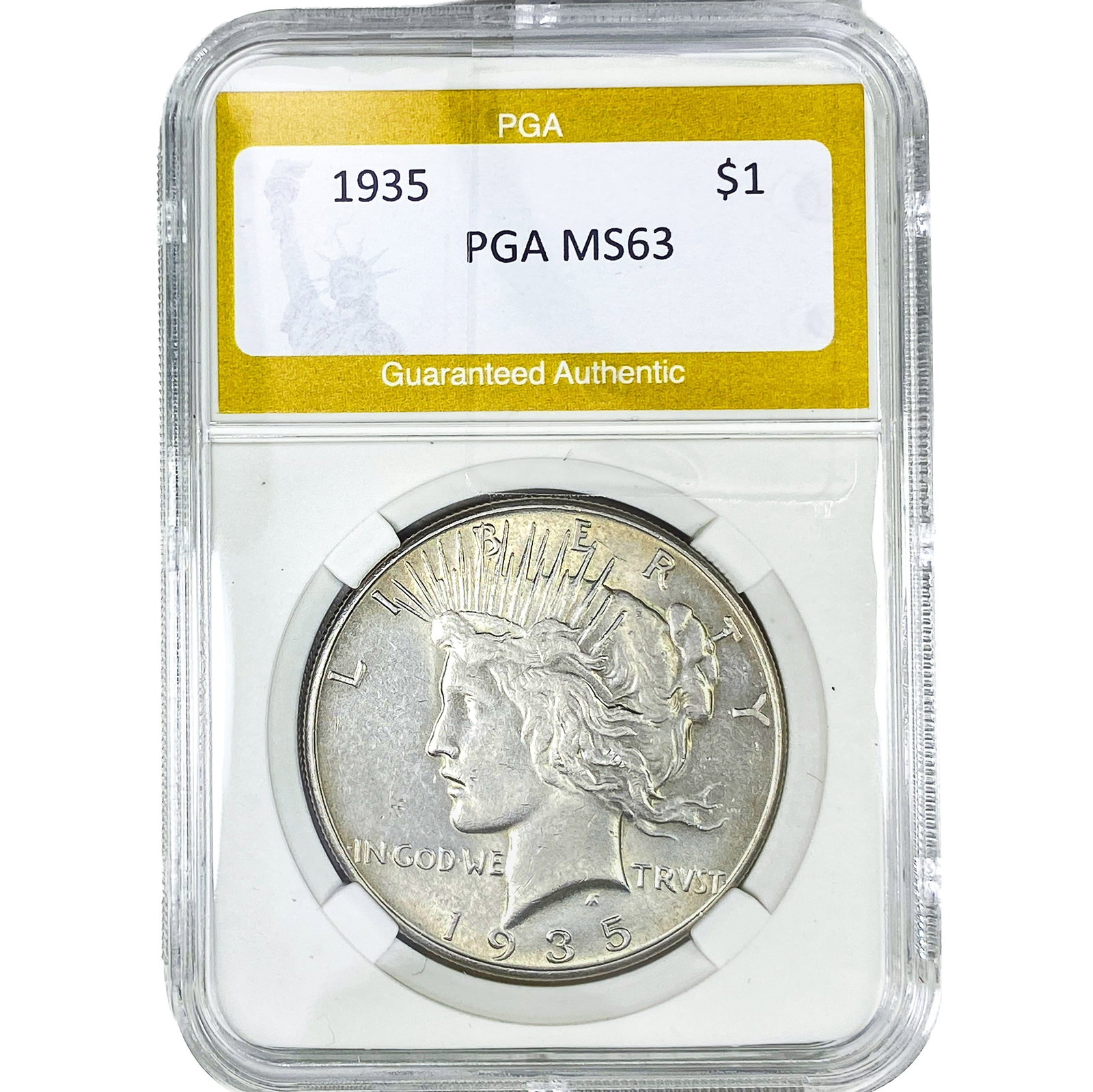 1935 Silver Peace Dollar PGA MS63: 1935 Silver Peace Dollar PGA MS63