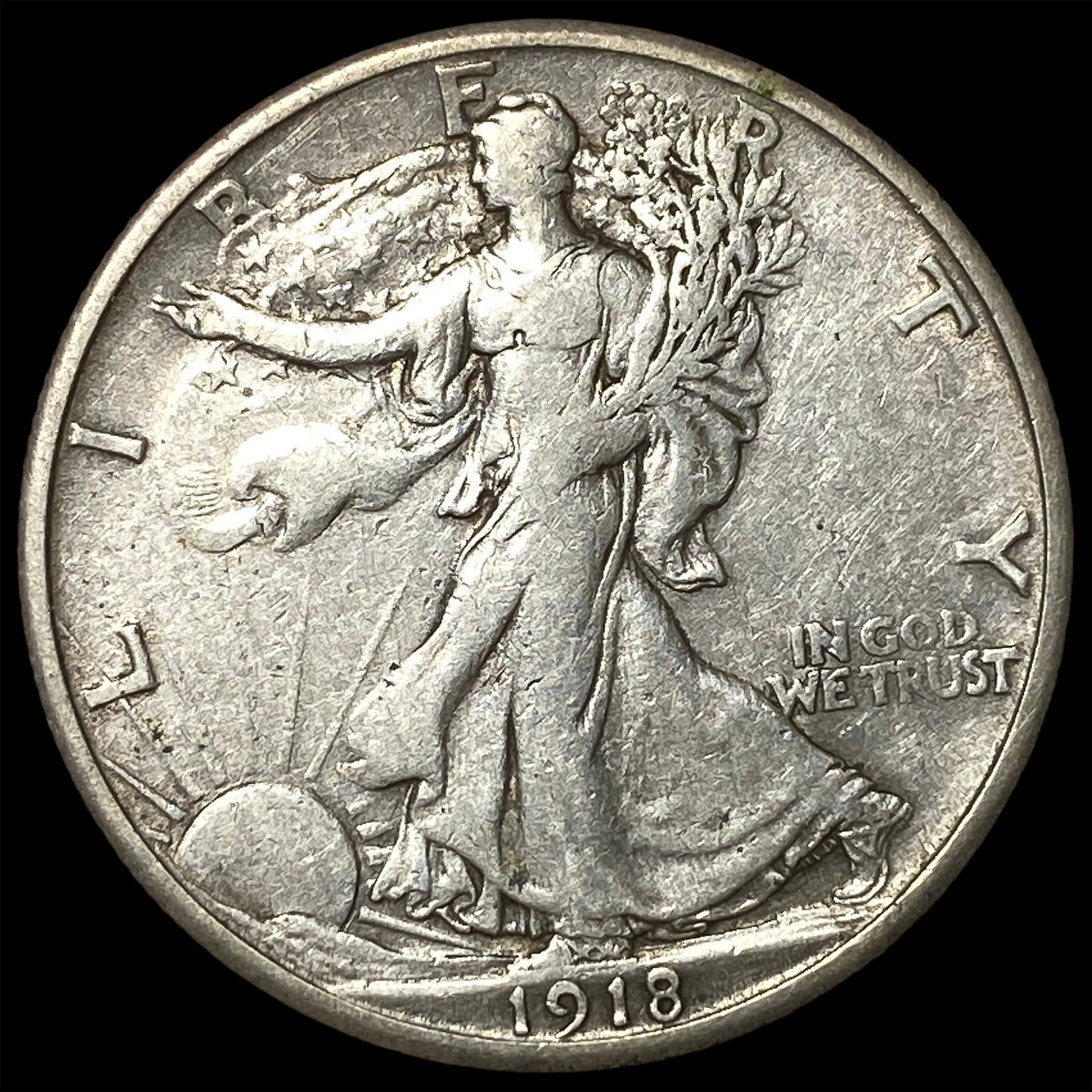 1918-S Silver Walking Liberty Half Dollar NEARLY UNCIRCULATED (1 of 2)