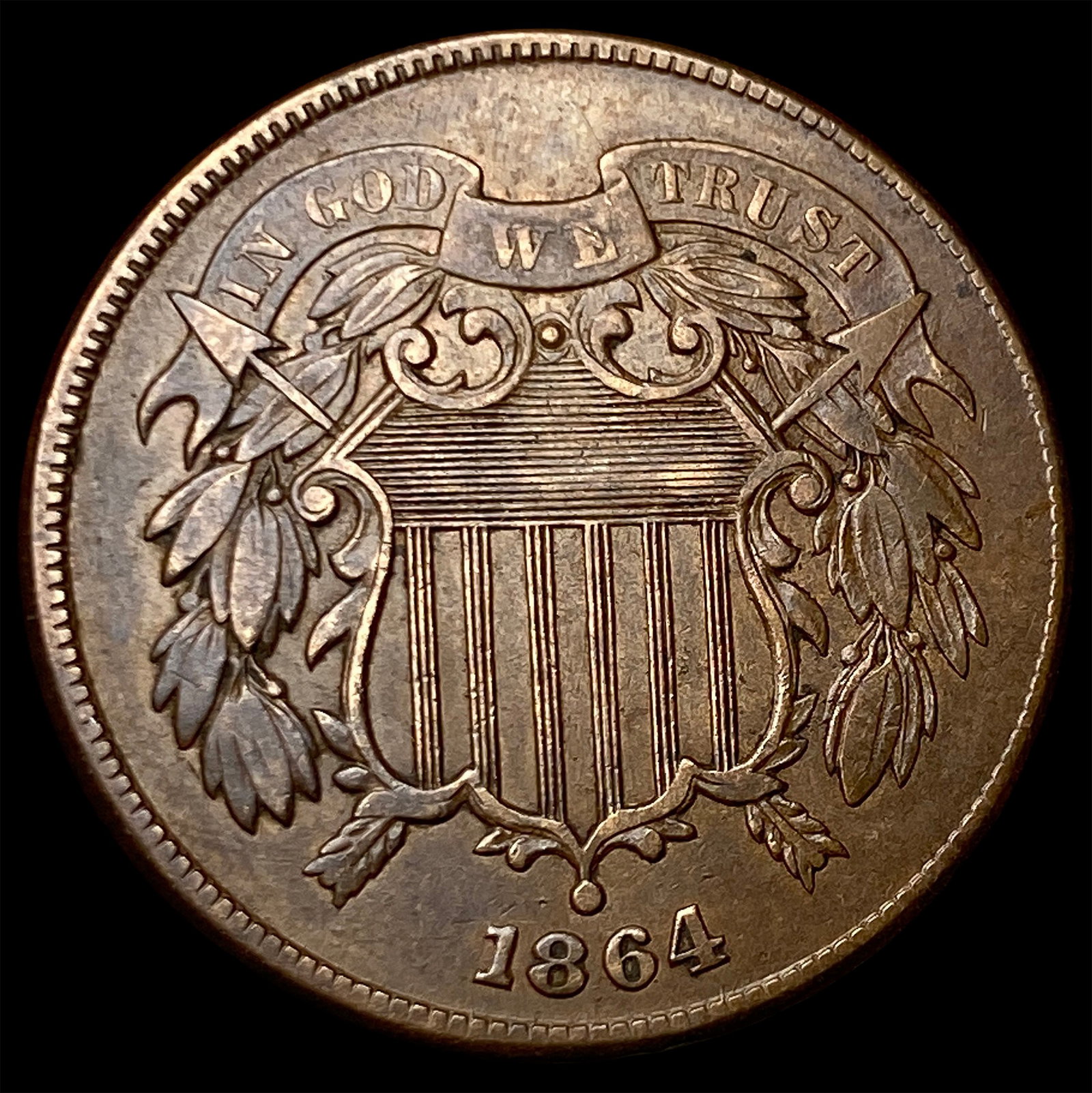 1864 Two-Cent Piece CHOICE AU: 1864 Two-Cent Piece CHOICE AU
