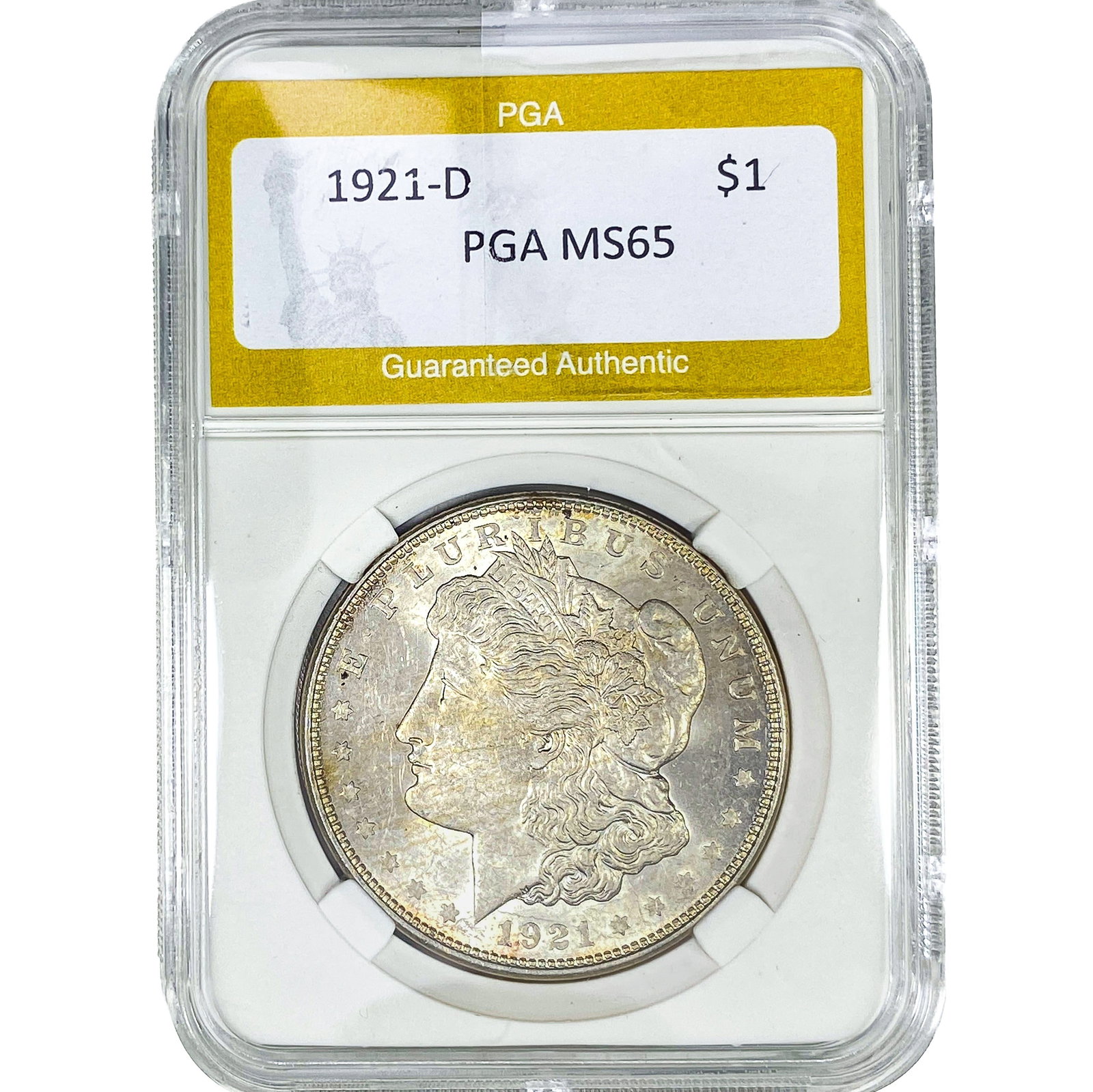 1921-D Morgan Silver Dollar PGA MS65: 1921-D Morgan Silver Dollar PGA MS65