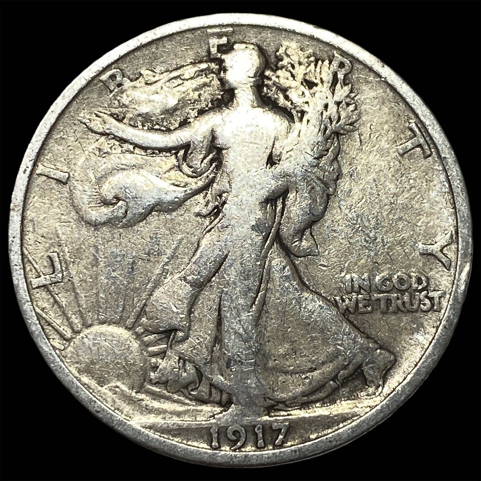 1917-D Silver Walking Liberty Half Dollar NEARLY UNCIRCULATED: 1917-D Silver Walking Liberty Half Dollar NEARLY UNCIRCULATED