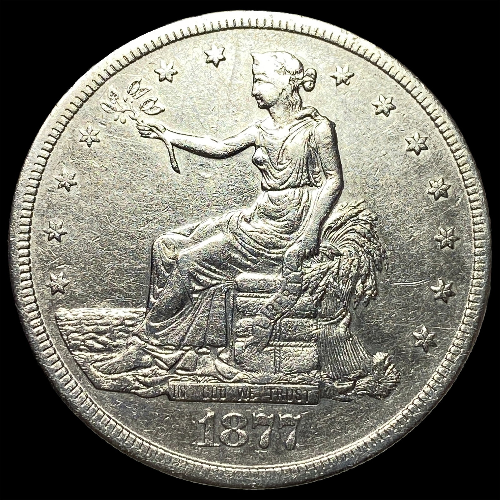 1877-S Silver Trade Dollar ABOUT UNCIRCULATED: 1877-S Silver Trade Dollar ABOUT UNCIRCULATED