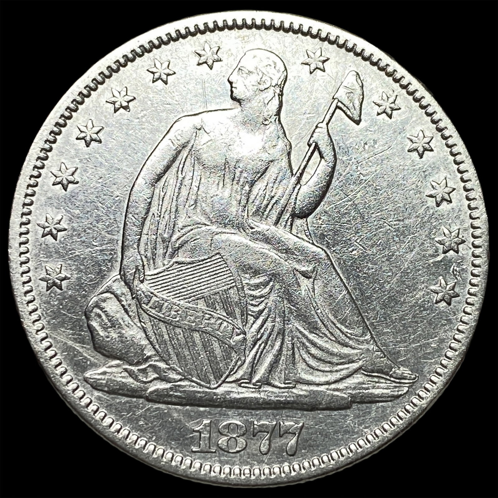 1877 Seated Liberty Half Dollar CHOICE AU: 1877 Seated Liberty Half Dollar CHOICE AU