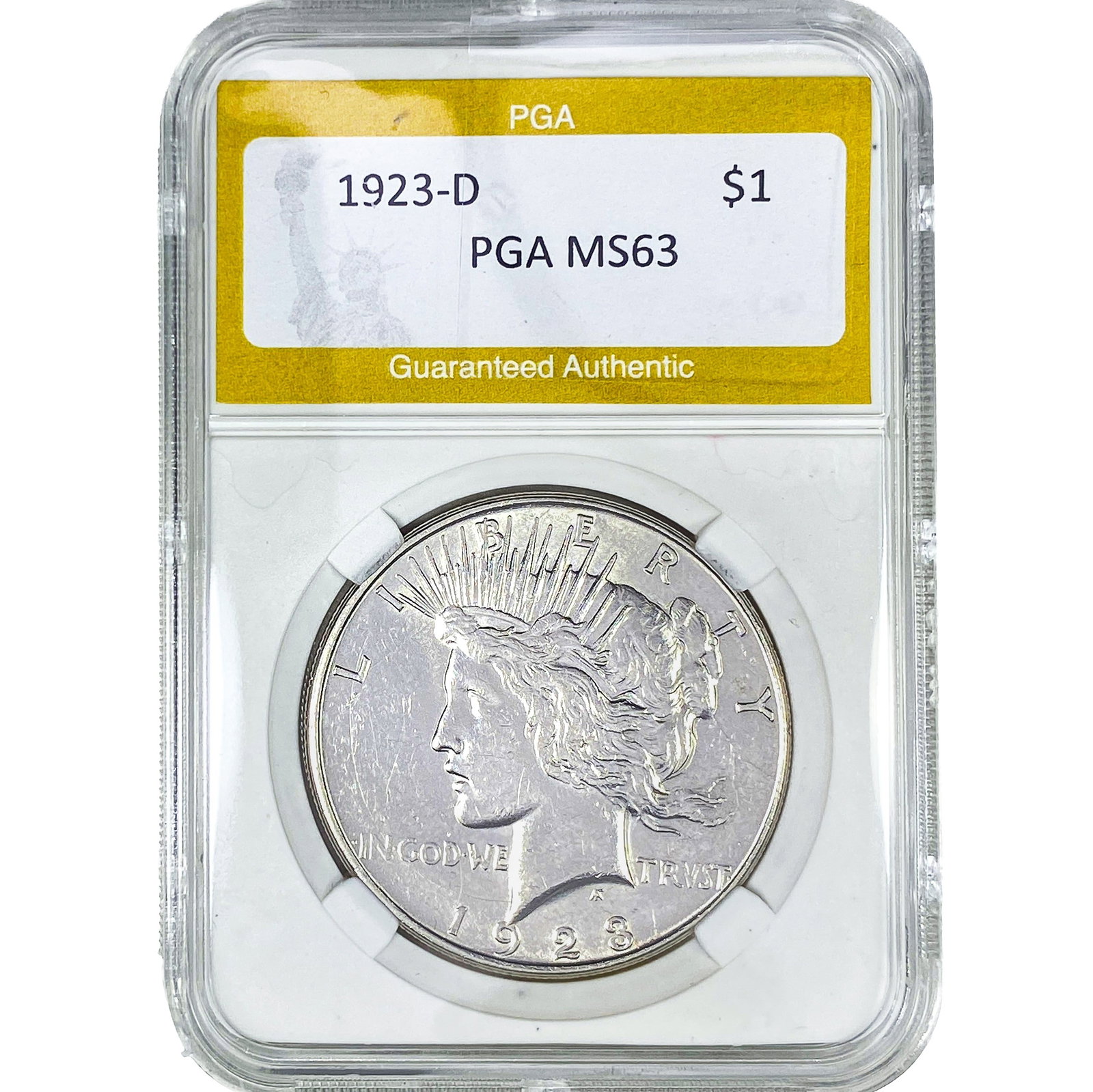 1923-D Silver Peace Dollar PGA MS63: 1923-D Silver Peace Dollar PGA MS63