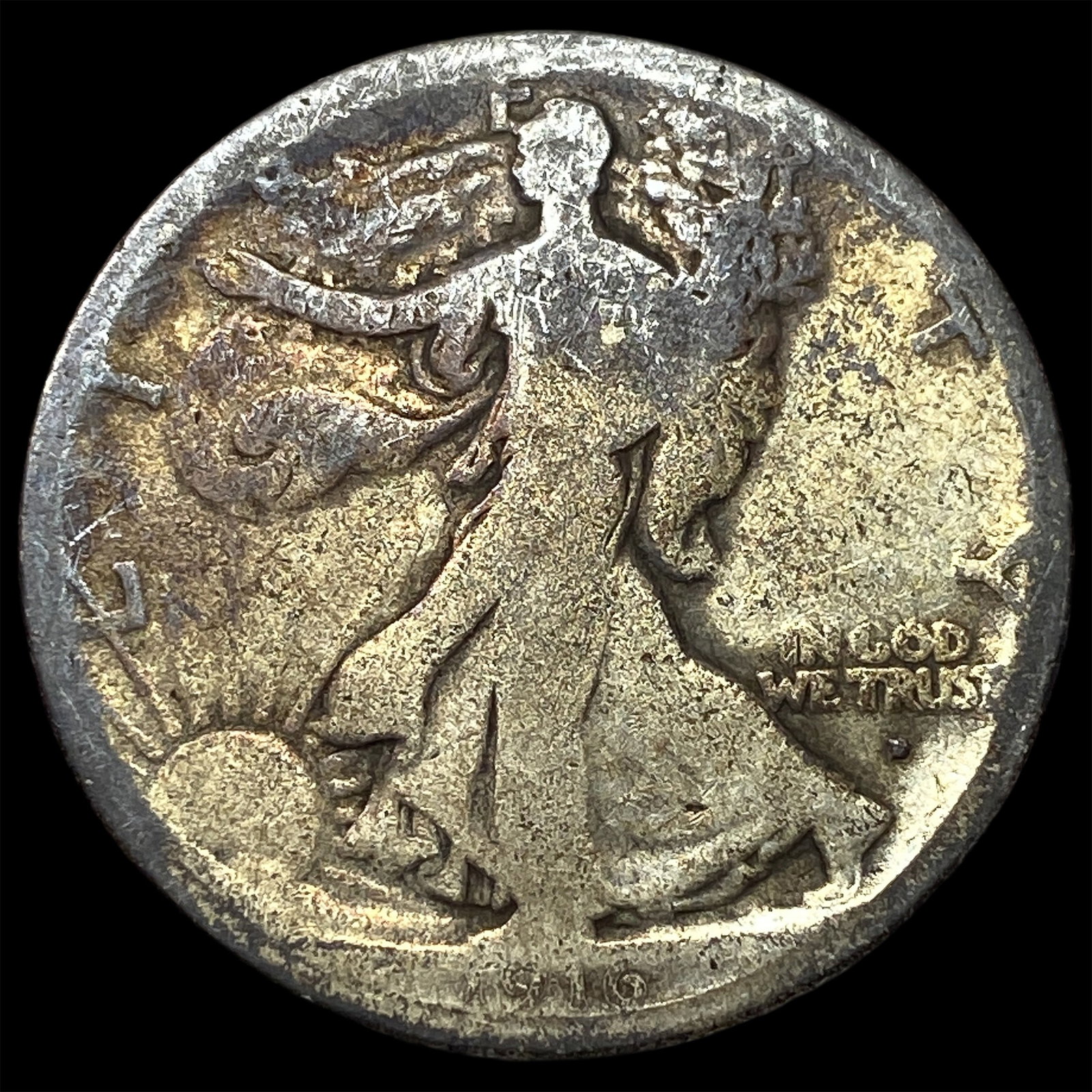 1916-D Walking Liberty Half Dollar LIGHTLY CIRCULATED: 1916-D Walking Liberty Half Dollar LIGHTLY CIRCULATED