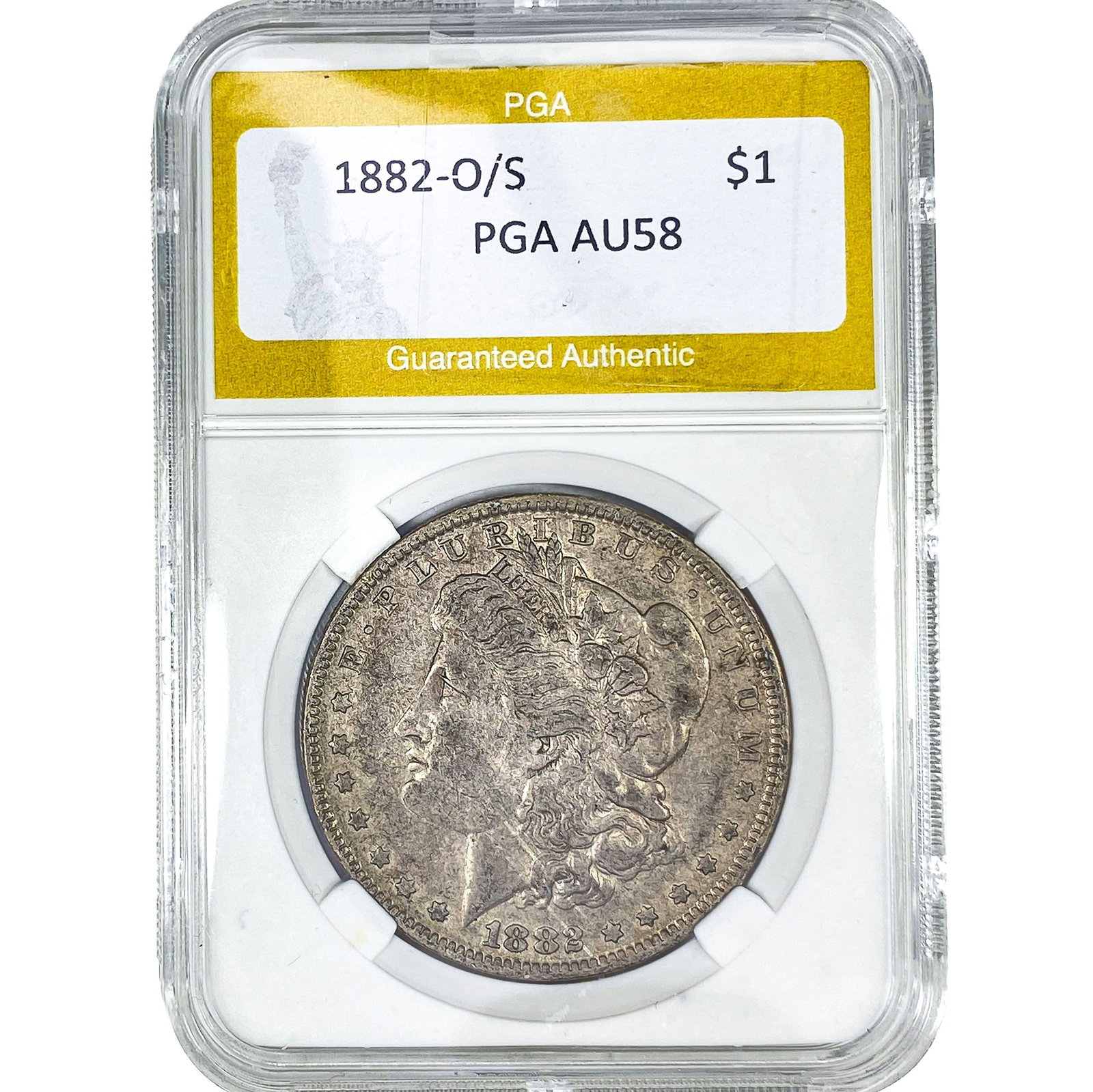 1882-O/S Morgan Silver Dollar PGA AU58: 1882-O/S Morgan Silver Dollar PGA AU58